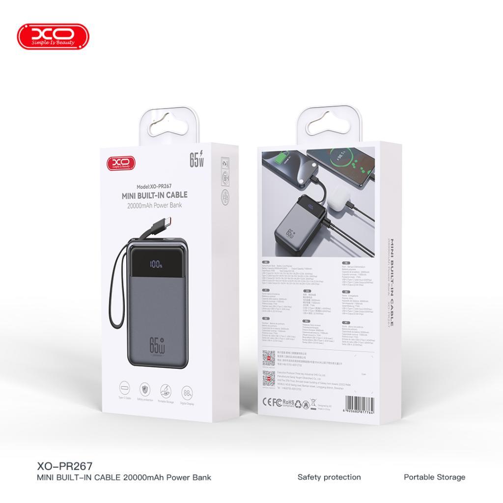XO PR267 65W Type-C Led Ekranlı 20000mAh Powerbank