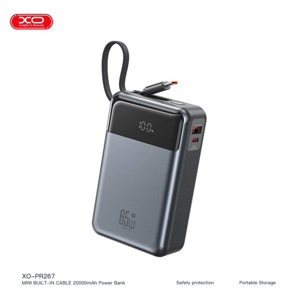 XO PR267 65W Type-C Led Ekranlı 20000mAh Powerbank