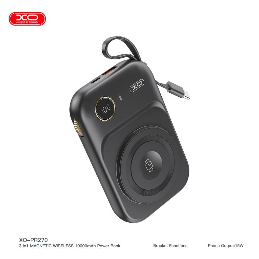 XO PR270 22.5W Kablosuz Şarj Özellikli Dahili Type-C Kablolu 10000mAh Powerbank