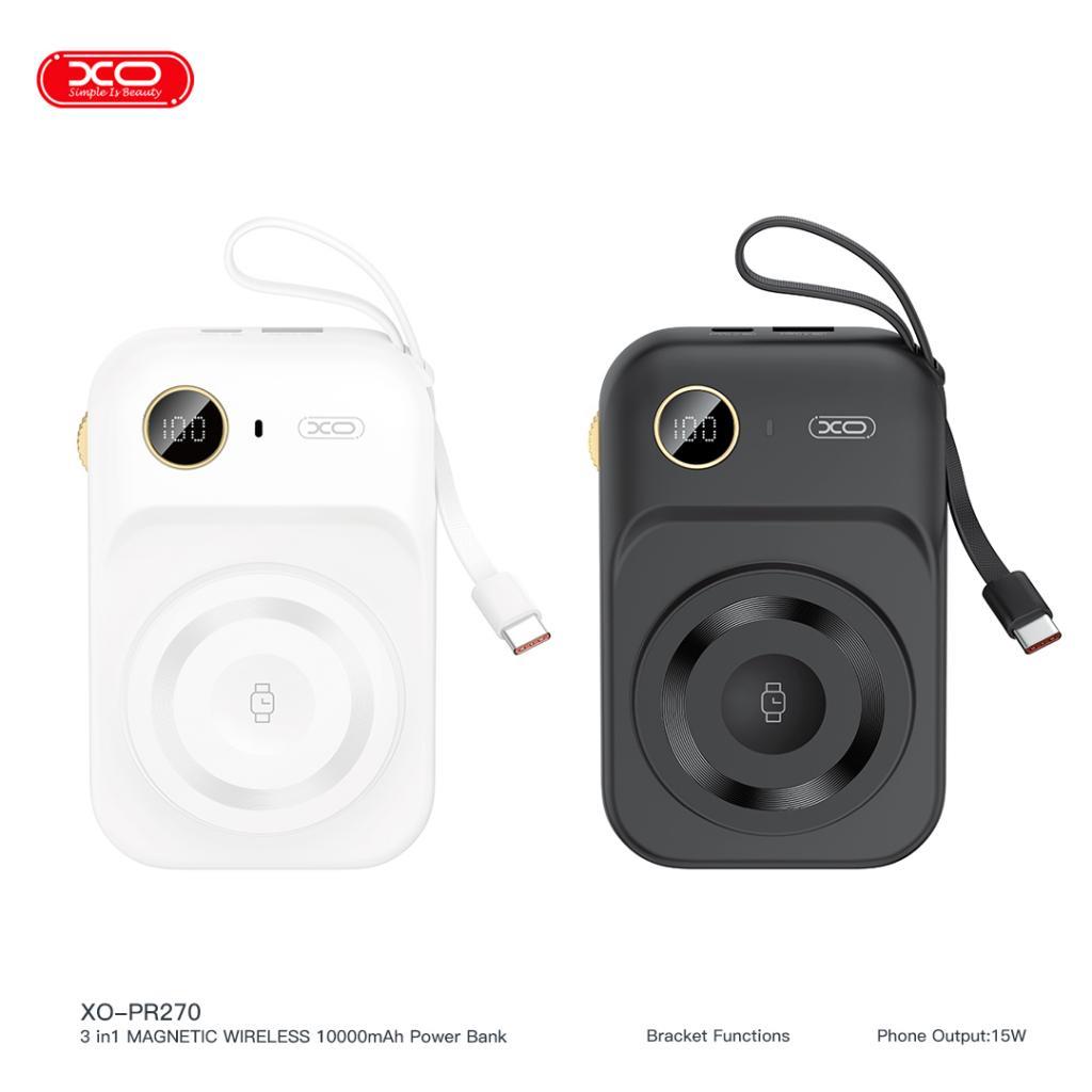 XO PR270 22.5W Kablosuz Şarj Özellikli Dahili Type-C Kablolu 10000mAh Powerbank