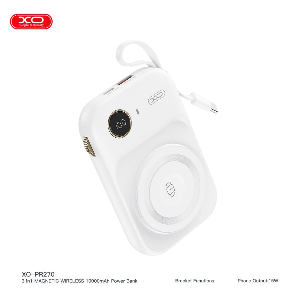 XO PR270 22.5W Kablosuz Şarj Özellikli Dahili Type-C Kablolu 10000mAh Powerbank