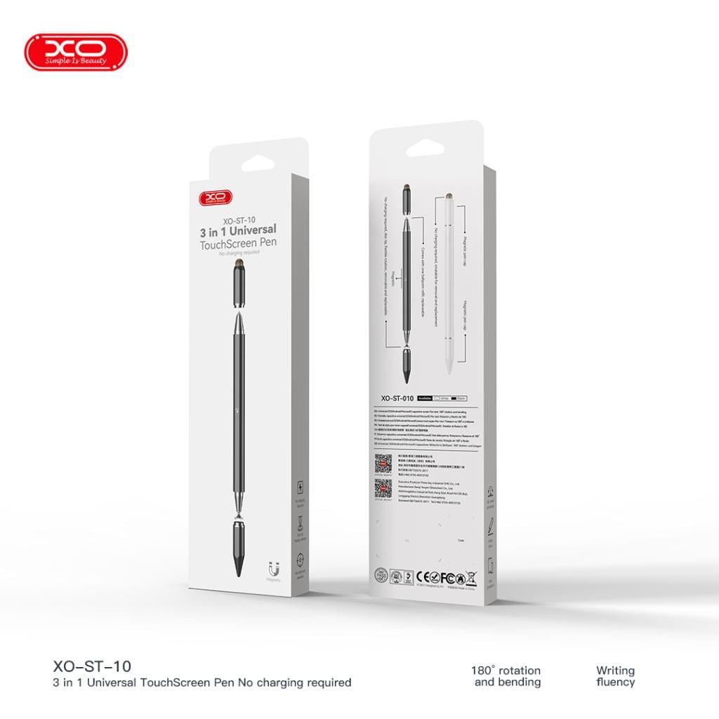 XO ST-010 3 in 1 Universal Şarjsız Dokunmatik Ekran Kalemi Siyah