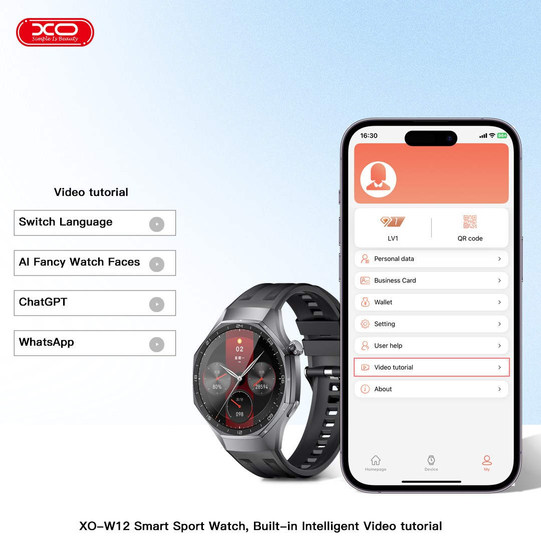 XO W12 Smart Sports Bluetooth Call Watch – Bluetooth Arama Özellikli Akıllı Spor Saati