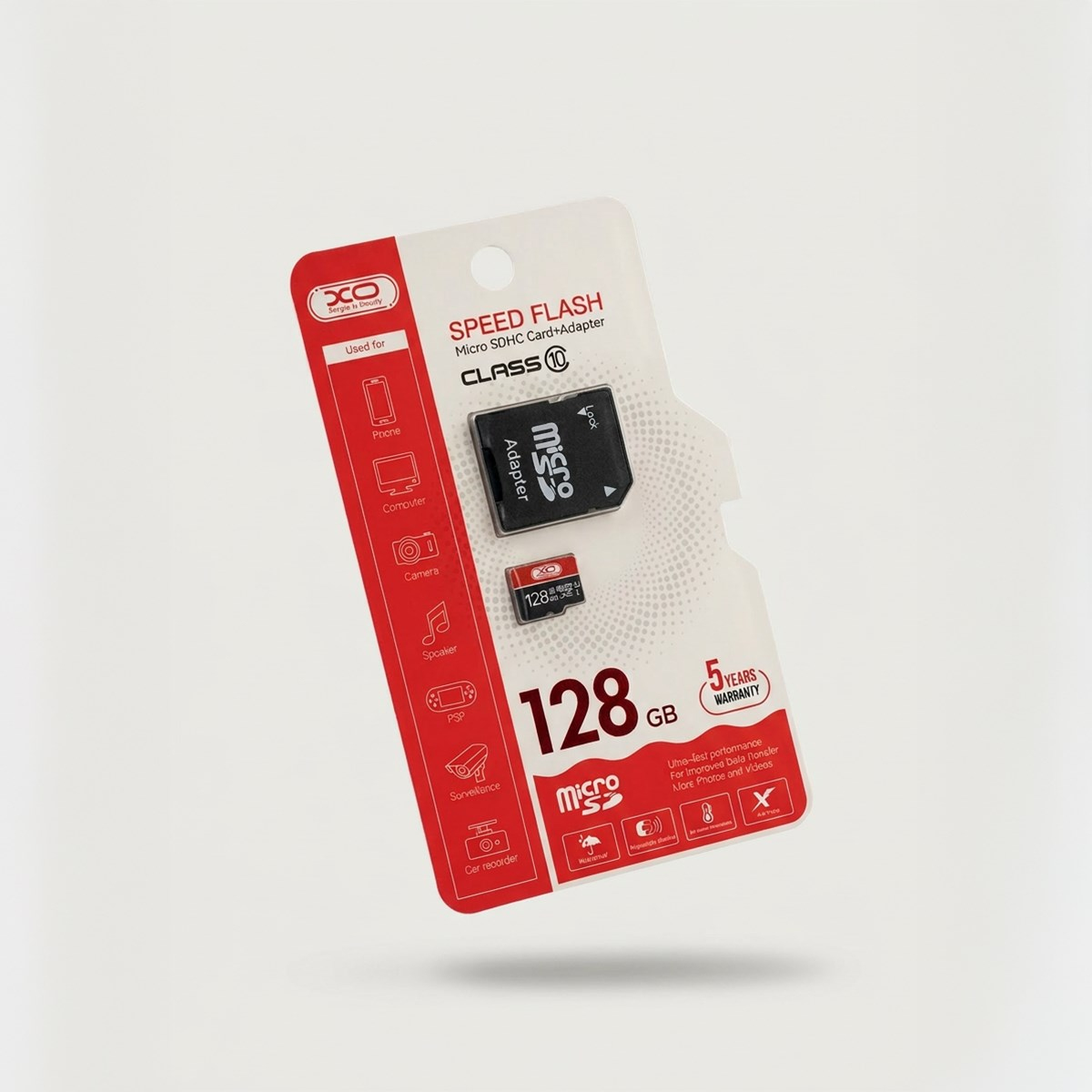 XO XO 128GB Speed Flash Class 10 Micro SD Hafıza Kartı Aparatlı - Suya Dayanıklı Ultra Hızlı Kamera ve Telefon Kartı
