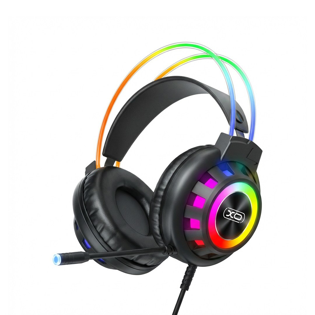 XO XO GE10 RGB Işıklı 50 mm Mikrofonlu Kablolu Gaming Oyuncu Kulaklığı USB ve 3.5 mm Jak Kontrol Üniteli Adaptörlü