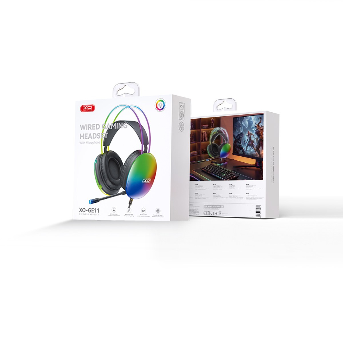 XO XO GE11 RGB Işıklı Mikrofonlu 50 mm Kablolu Gaming Oyuncu Kulaklığı USB ve 3.5 mm Jak Adaptörlü Siyah