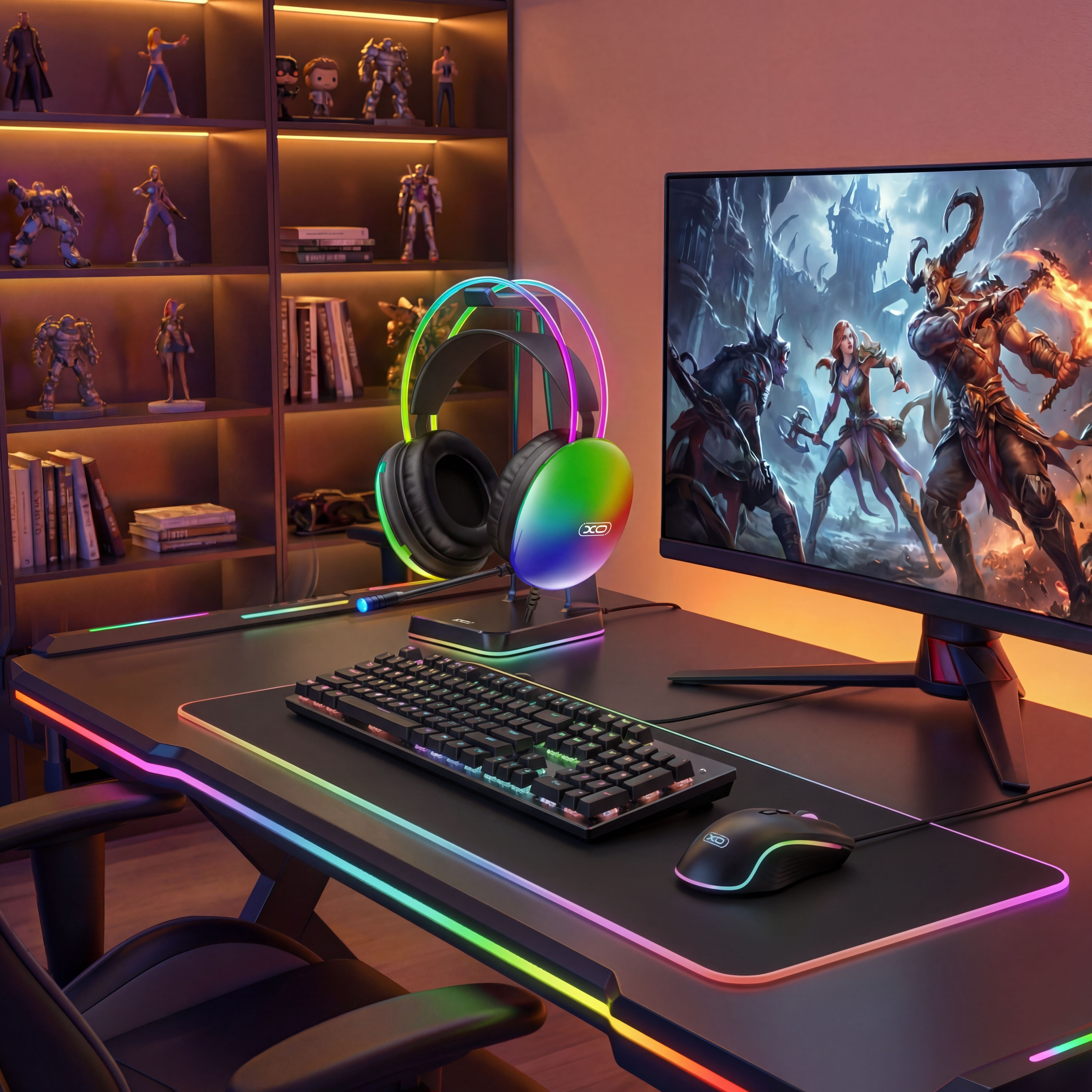 XO XO GE11 RGB Işıklı Mikrofonlu 50 mm Kablolu Gaming Oyuncu Kulaklığı USB ve 3.5 mm Jak Adaptörlü