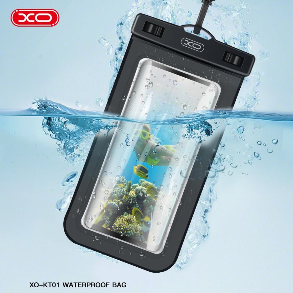 XO XO-KT01 Cep Telefonu PVC Su Geçirmez Kılıf Açık Pencere Klipsli Model + Boyun Askısı