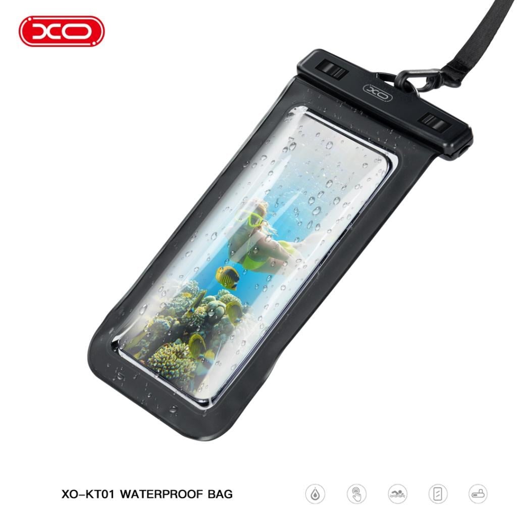 XO XO-KT01 Cep Telefonu PVC Su Geçirmez Kılıf Açık Pencere Klipsli Model + Boyun Askısı