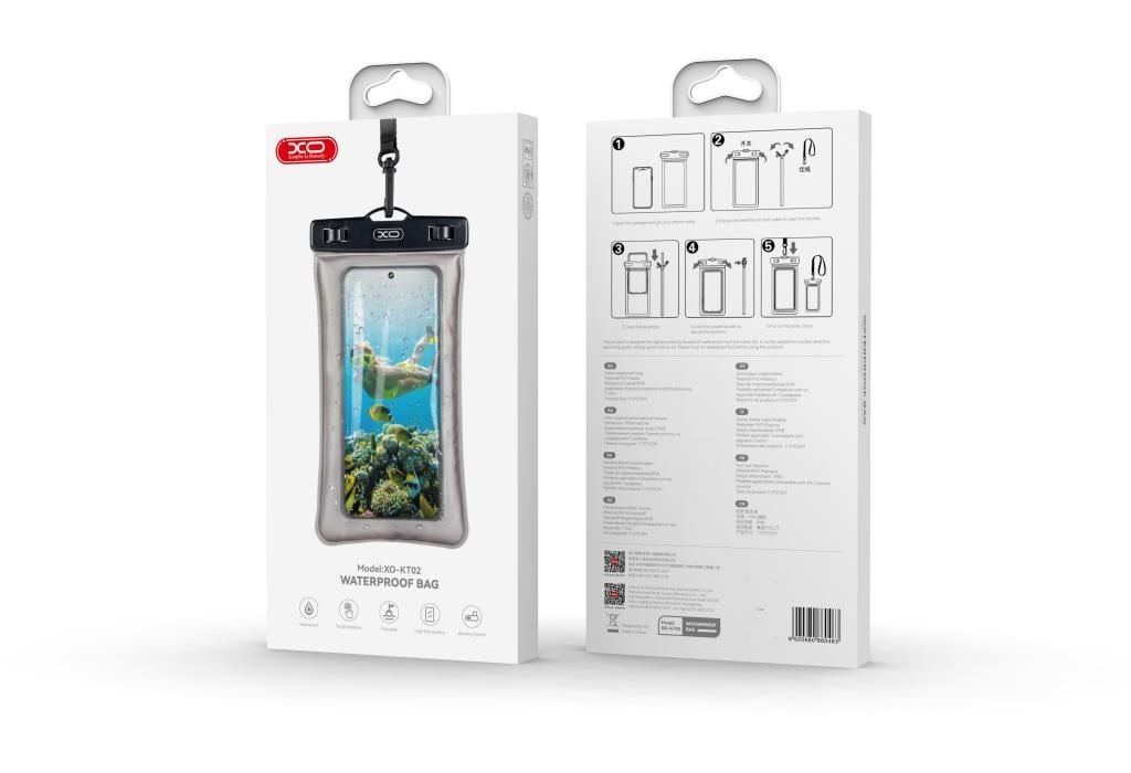 XO XO-KT02 Cep Telefonu PVC Su Geçirmez Çanta, Çift Askı Tokası Klipsi, Şişirilebilir Modeller + Kordon