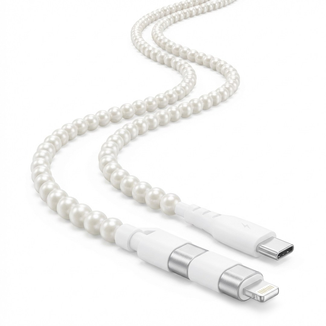XO XO NB-Q310 Pearl Series 3'ü 1 Arada İnci Boncuklu 60W Type-C ve 27W Lightning 1 Metre Şarj ve Data Kablosu