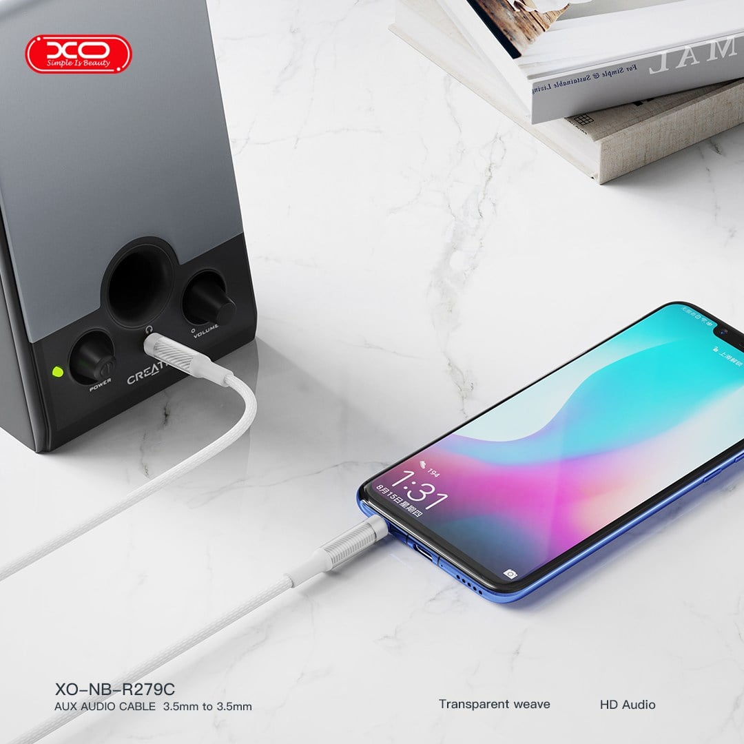 XO XO NB-R279C 3.5 mm AUX Girişli 1 Metre Stereo Ses Aktarım Kablosu
