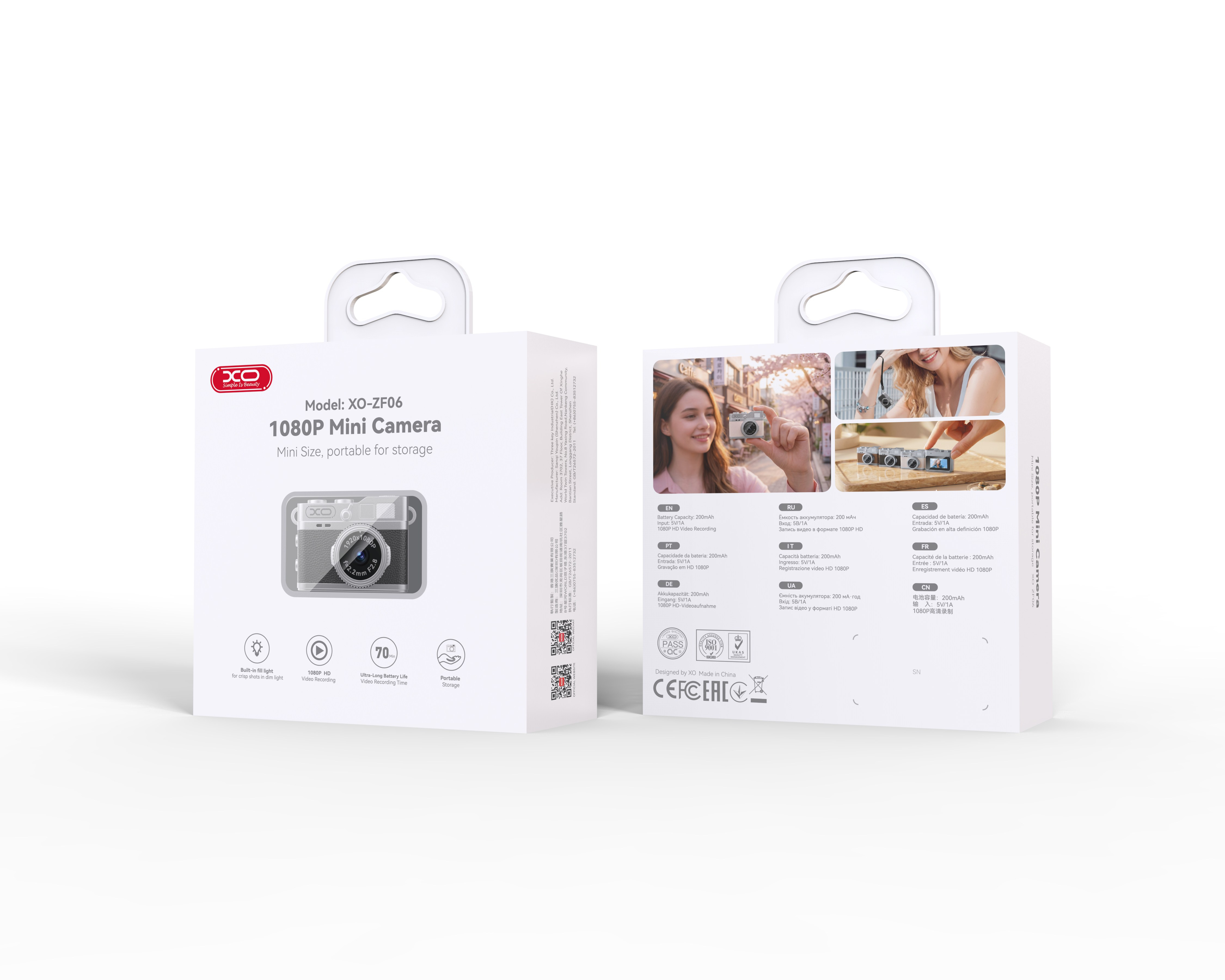 XO ZF06 0.96 İnç Ekranlı 1080P Mini Fotoğraf ve Video Kamerası