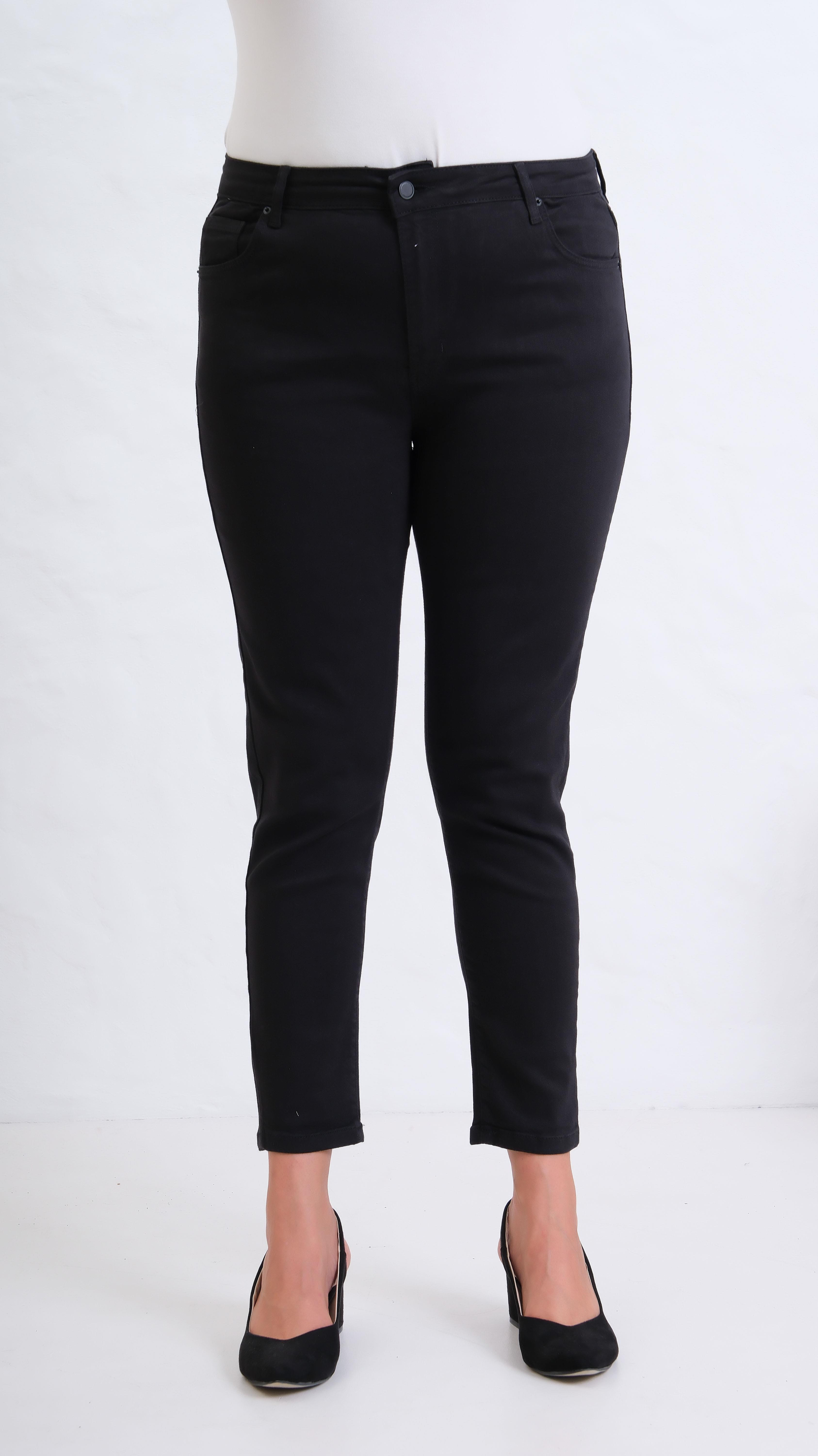 LACARINOYüksek Bel Battal Kesim Dar Paça Black Jean Pantolon