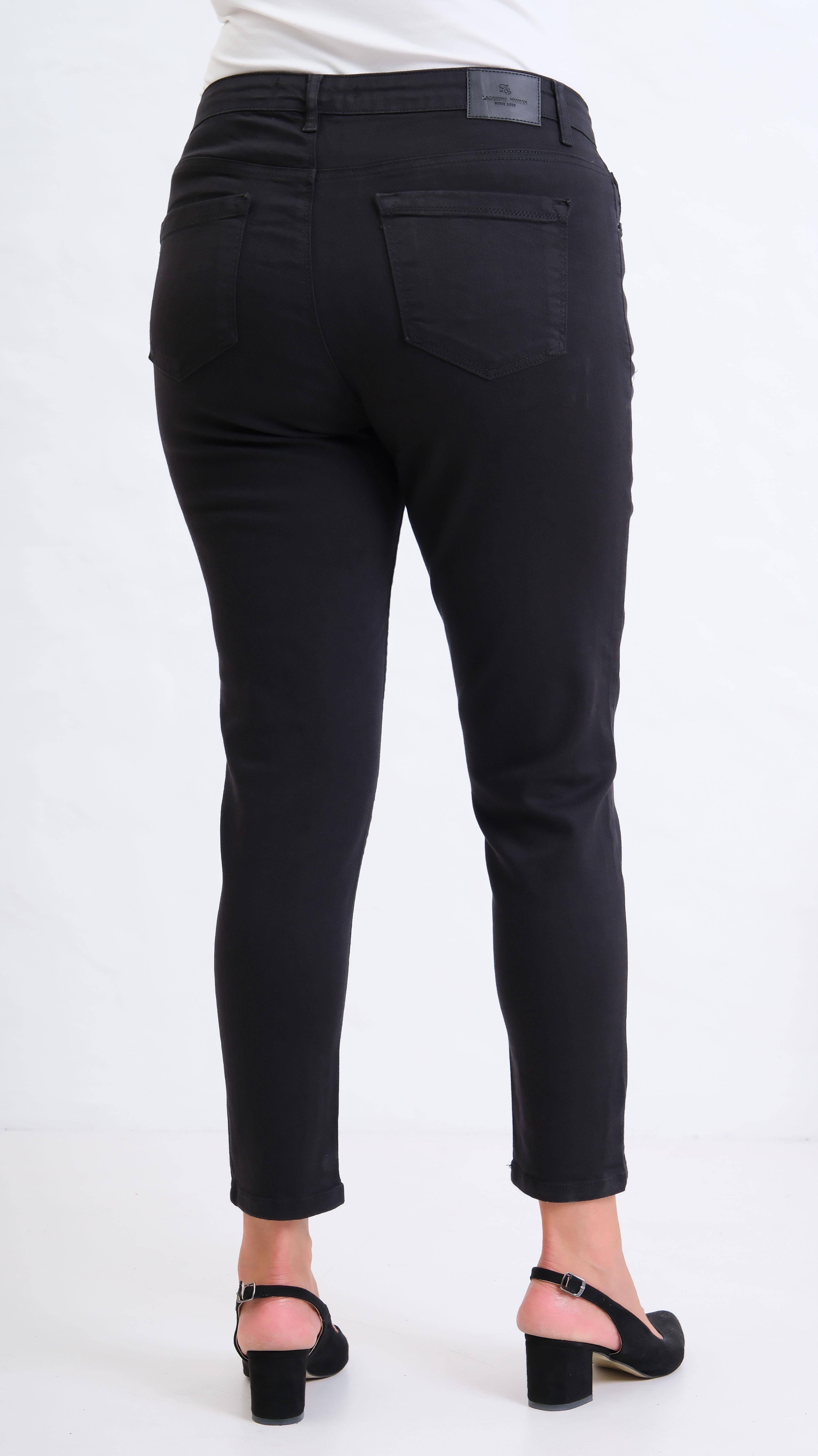 LACARINOYüksek Bel Battal Kesim Dar Paça Black Jean Pantolon