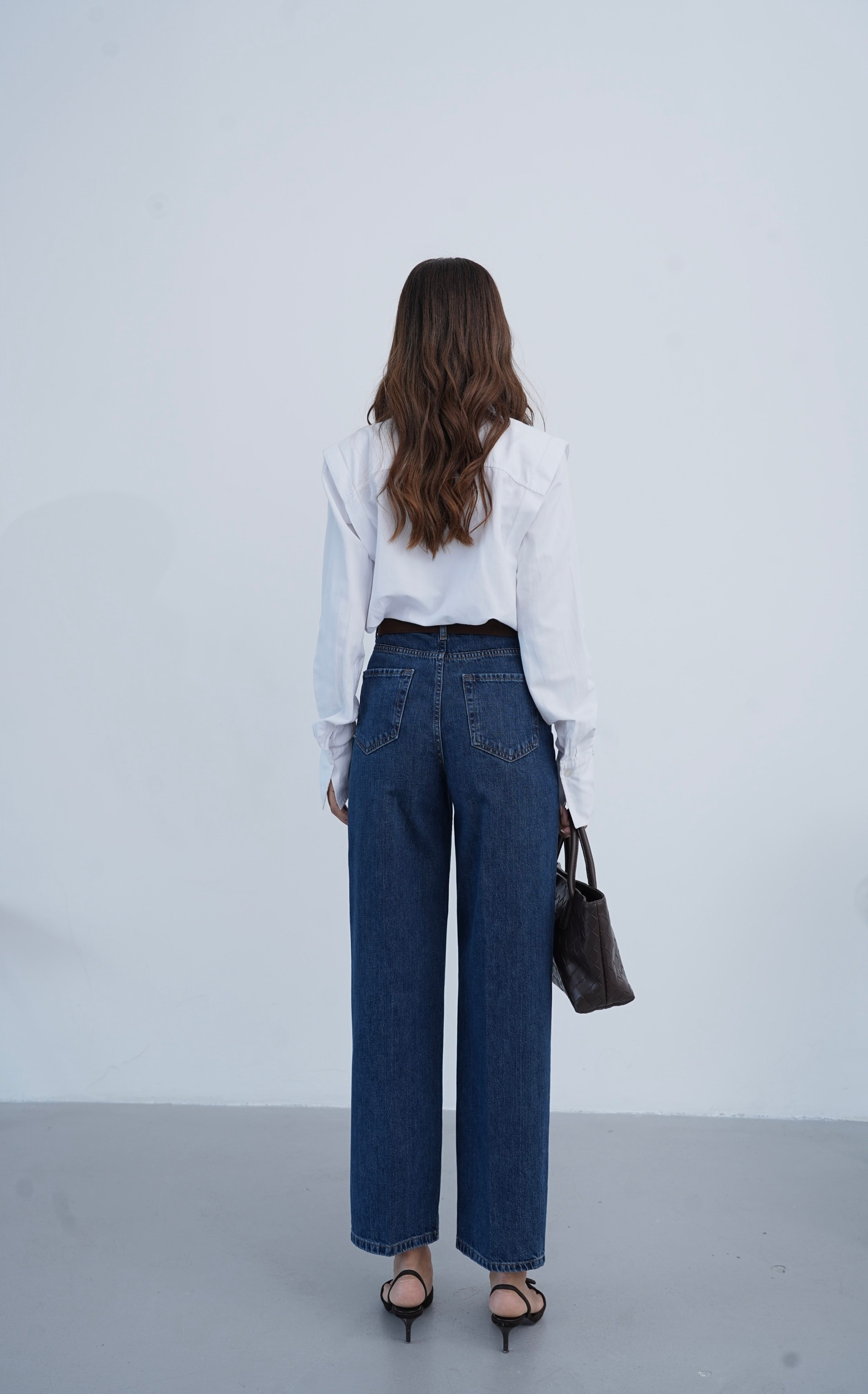 LACARINOYüksek Bel Kemer Detaylı Balon Kalıp Dark Blue Jean Pantolon