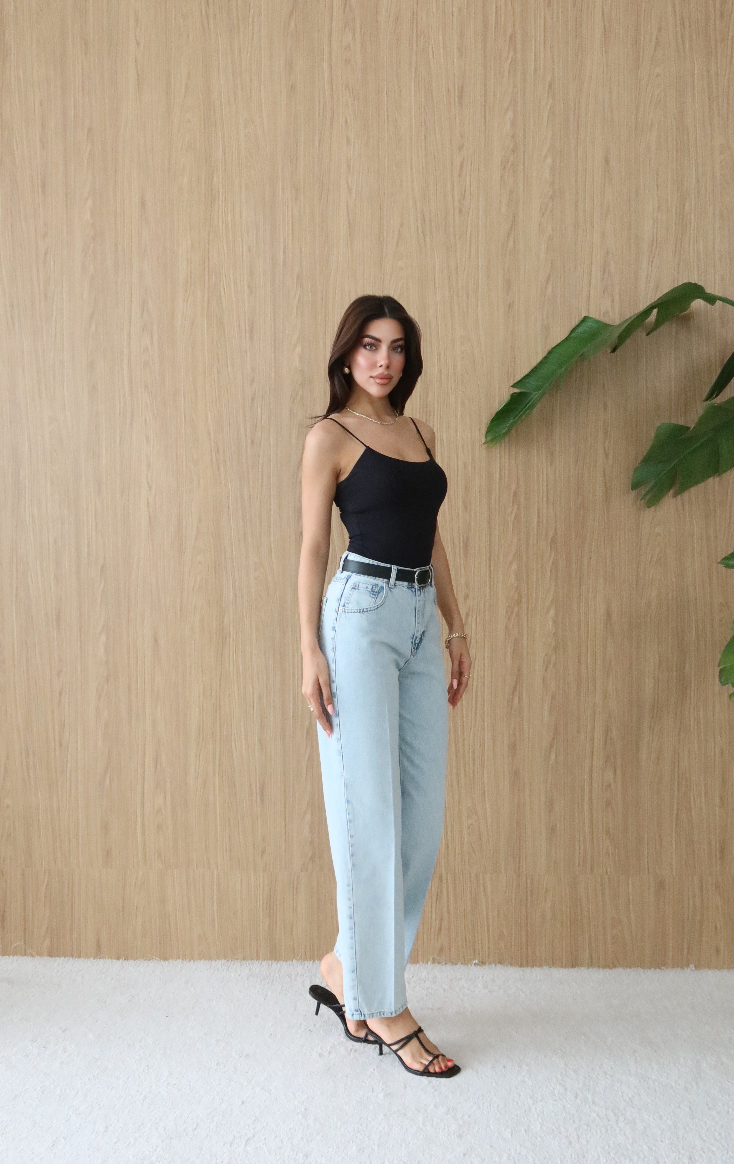 LACARINOYüksek Bel Kemer Detaylı Balon Kalıp Light Blue Jean Pantolon