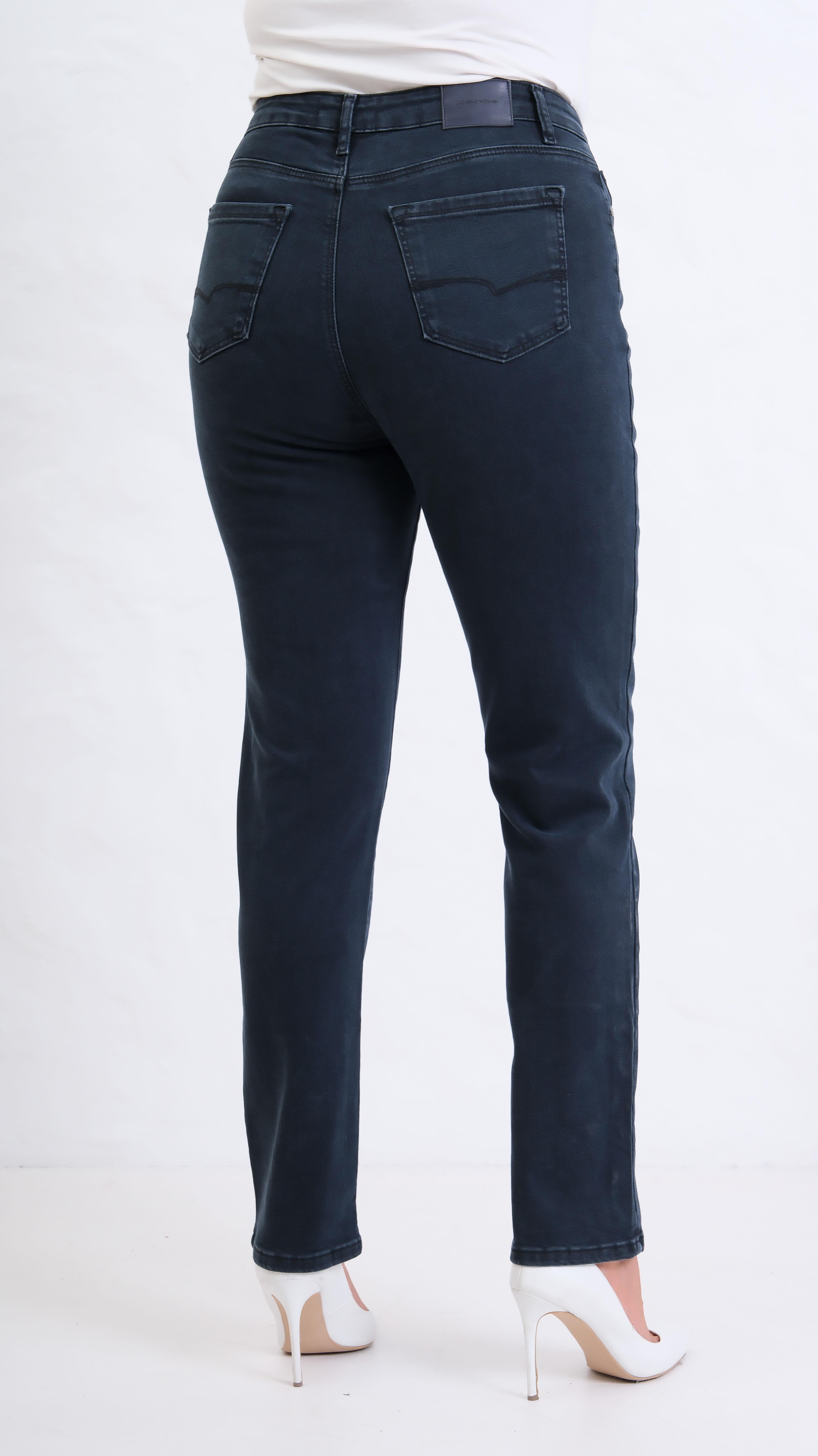 LACARINOYüksek Bel  Battal Kesim Boru Paça Blue Black Jean Pantolon