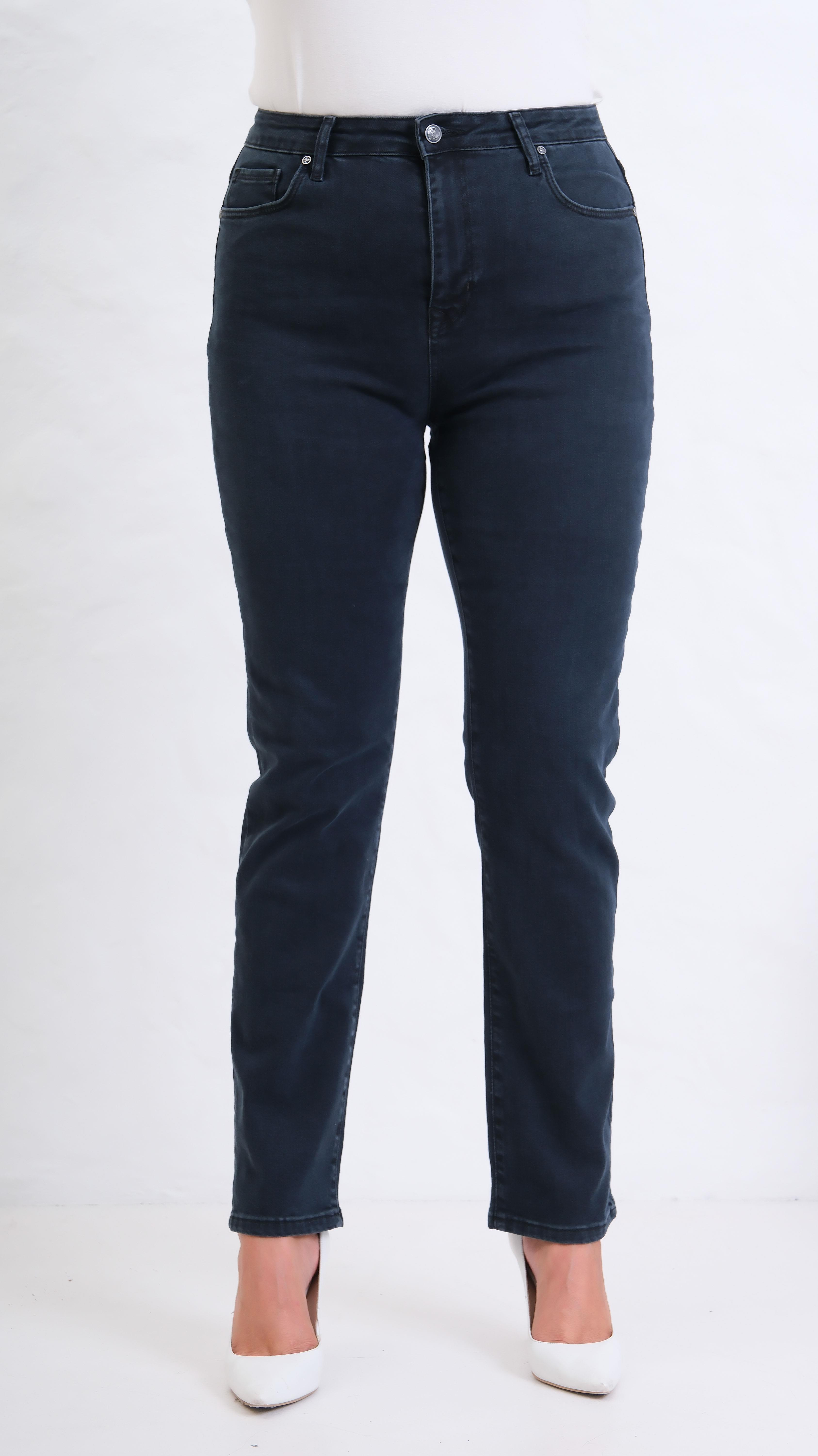 LACARINOYüksek Bel  Battal Kesim Boru Paça Blue Black Jean Pantolon