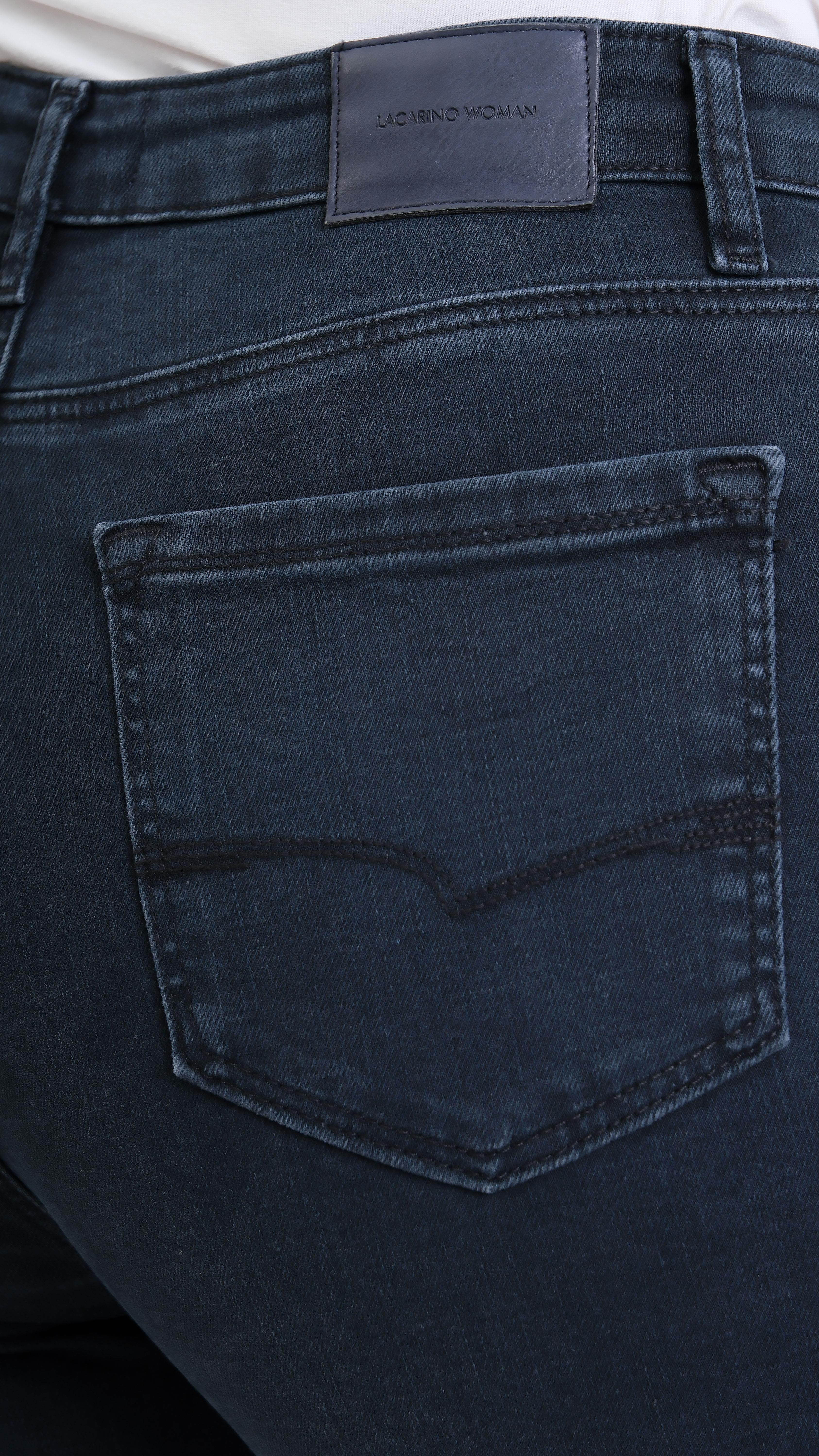 LACARINOYüksek Bel  Battal Kesim Boru Paça Blue Black Jean Pantolon
