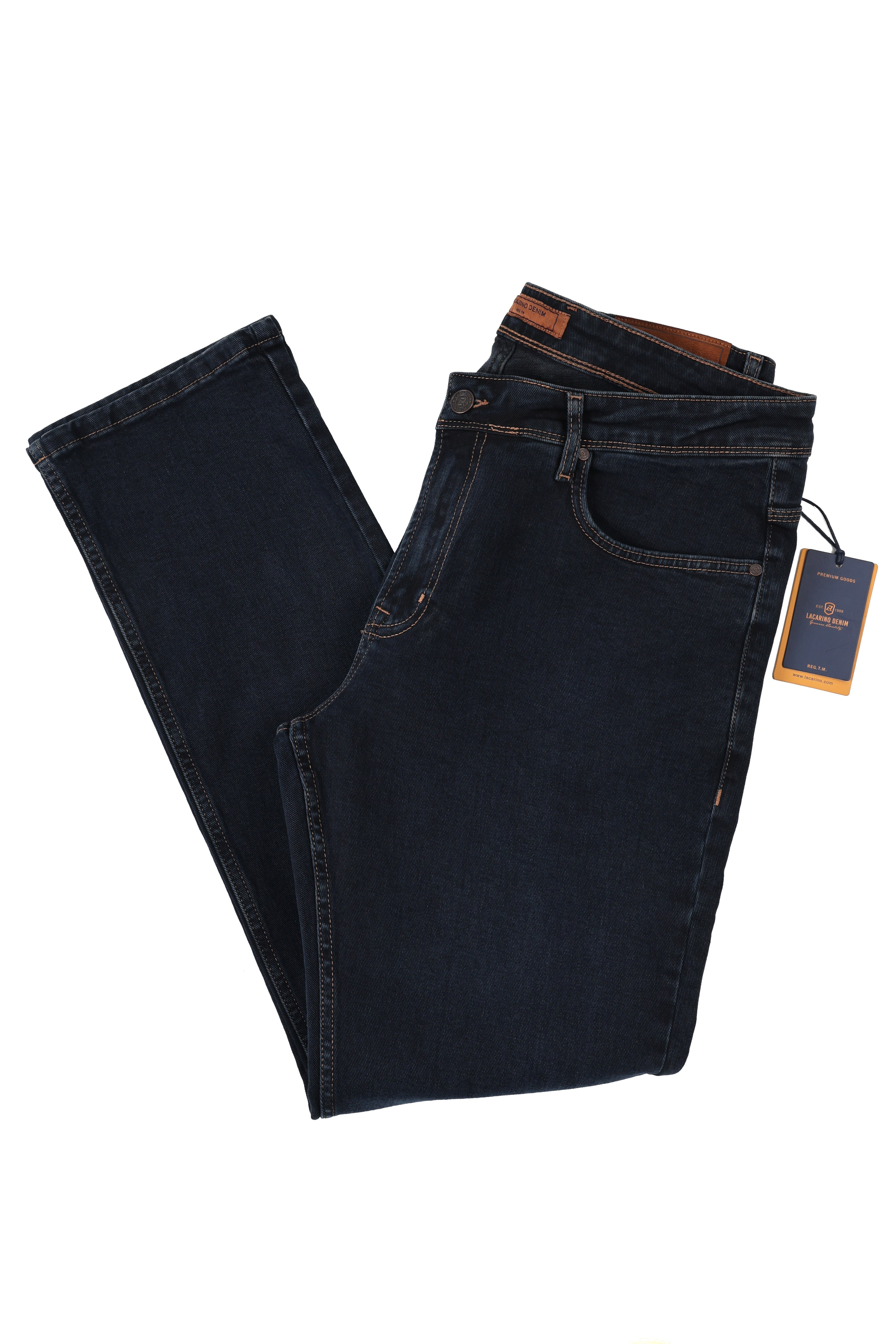 LACARINOYüksek Bel Boru Paça Battal Kesim Blue Black Jean Pantolon