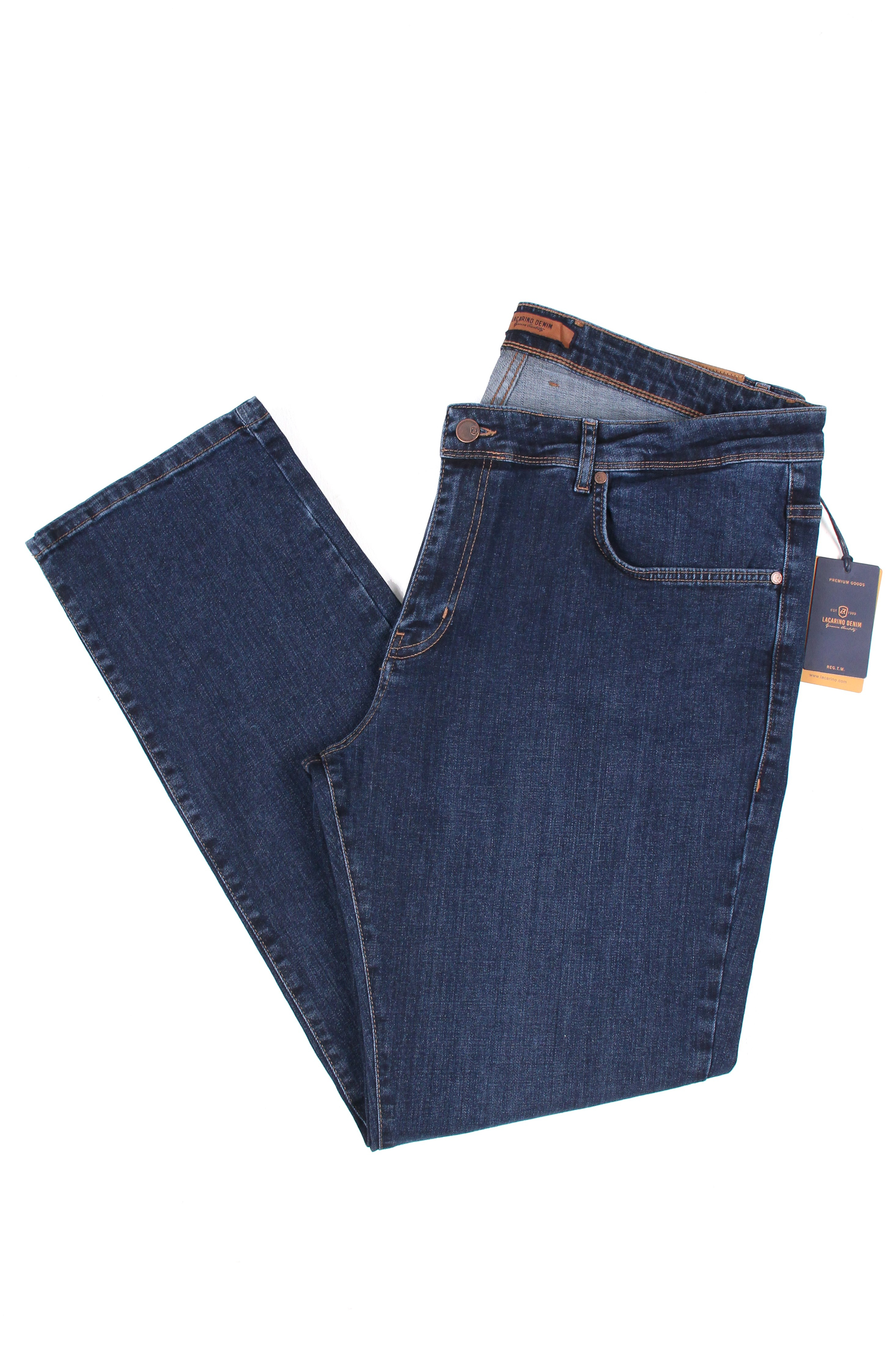 LACARINOYüksek Bel Boru Paça Battal Kesim Dark Blue Erkek Jean Pantolon