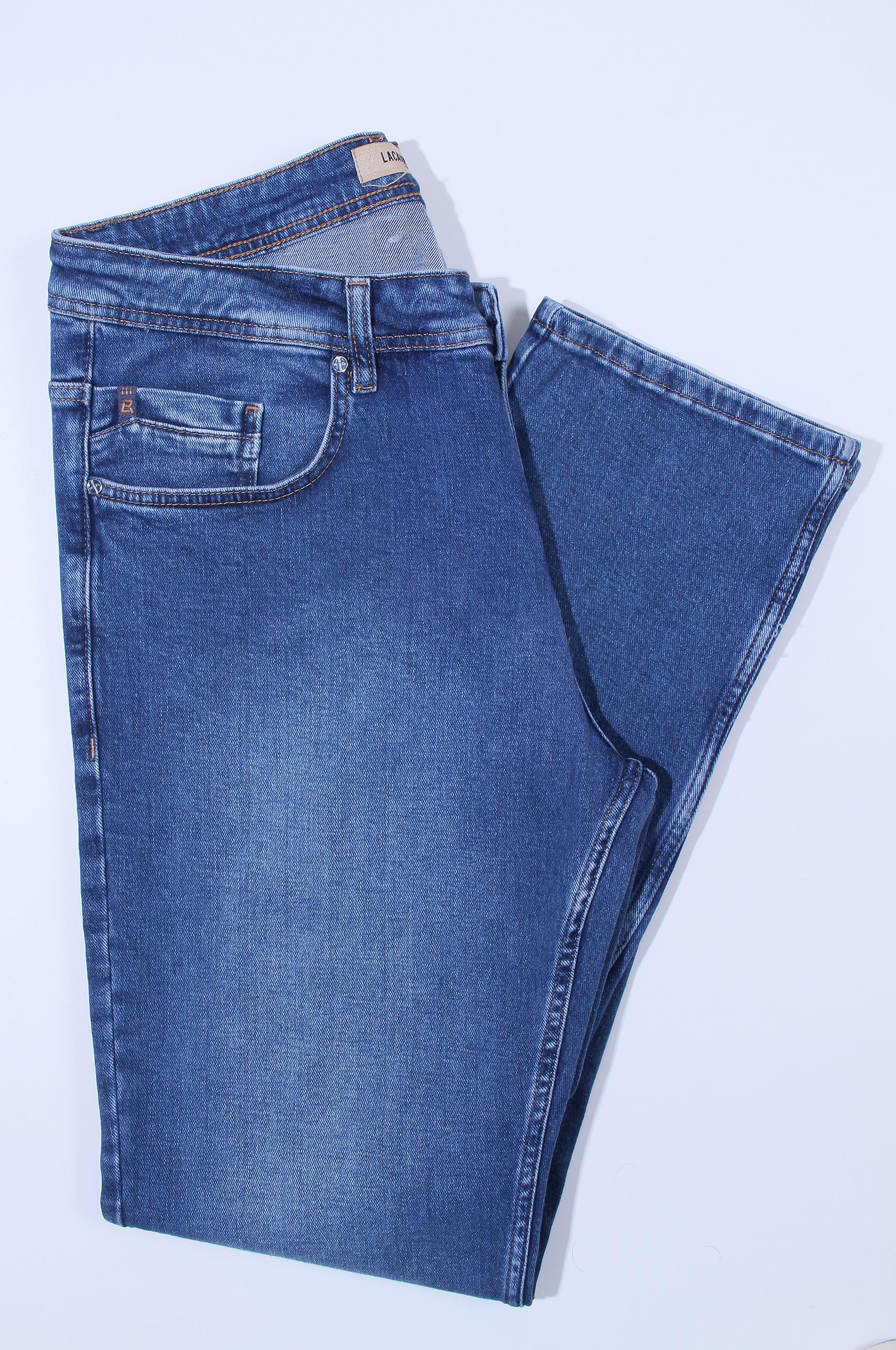 LACARINOErkek Yüksek Bel Battal Kesim Boru Paça Blue Jean Pantolon