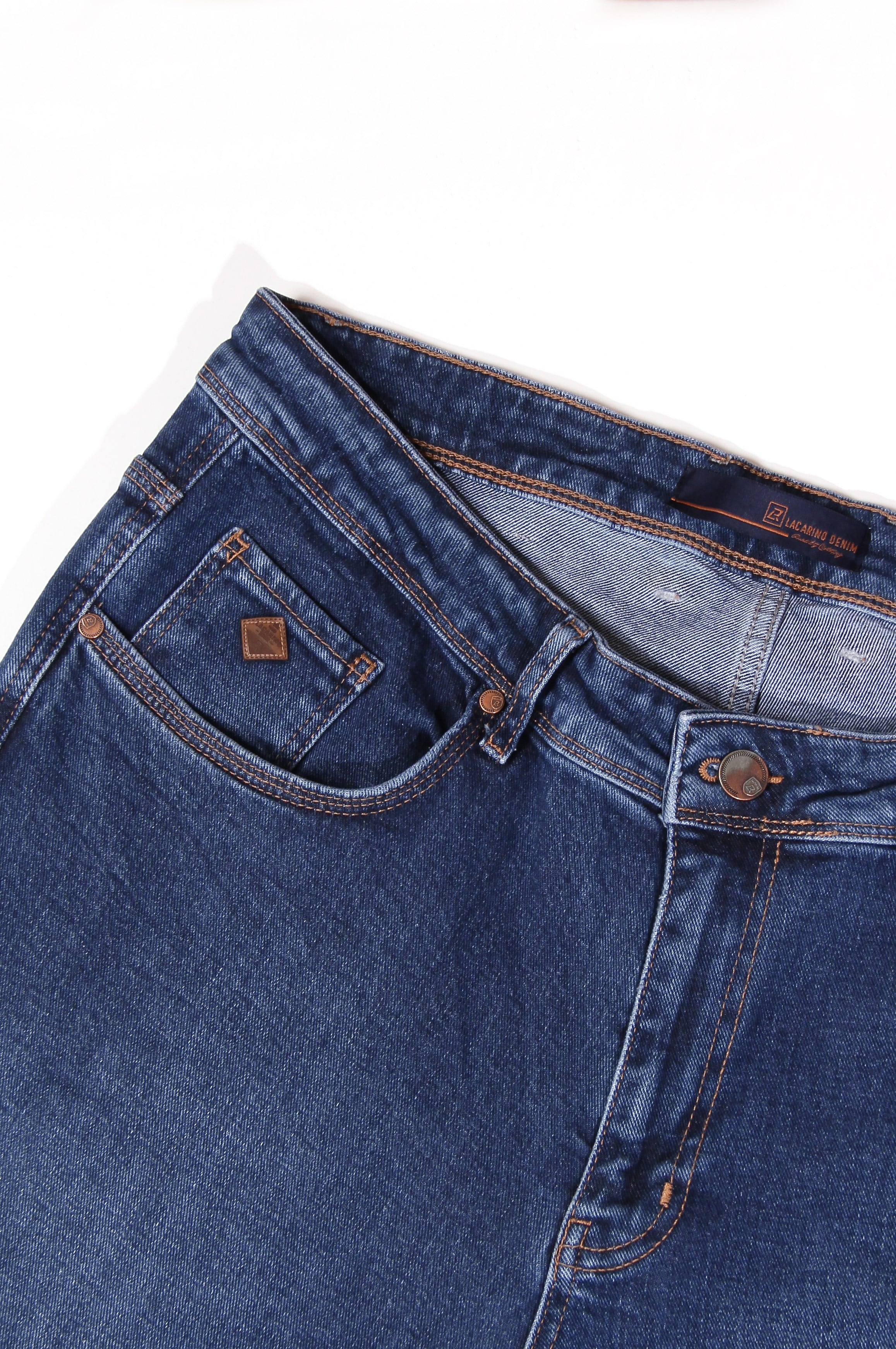 LACARINOErkek Battal Kesim Boru Paça Ocean Blue Jean Pantolon 