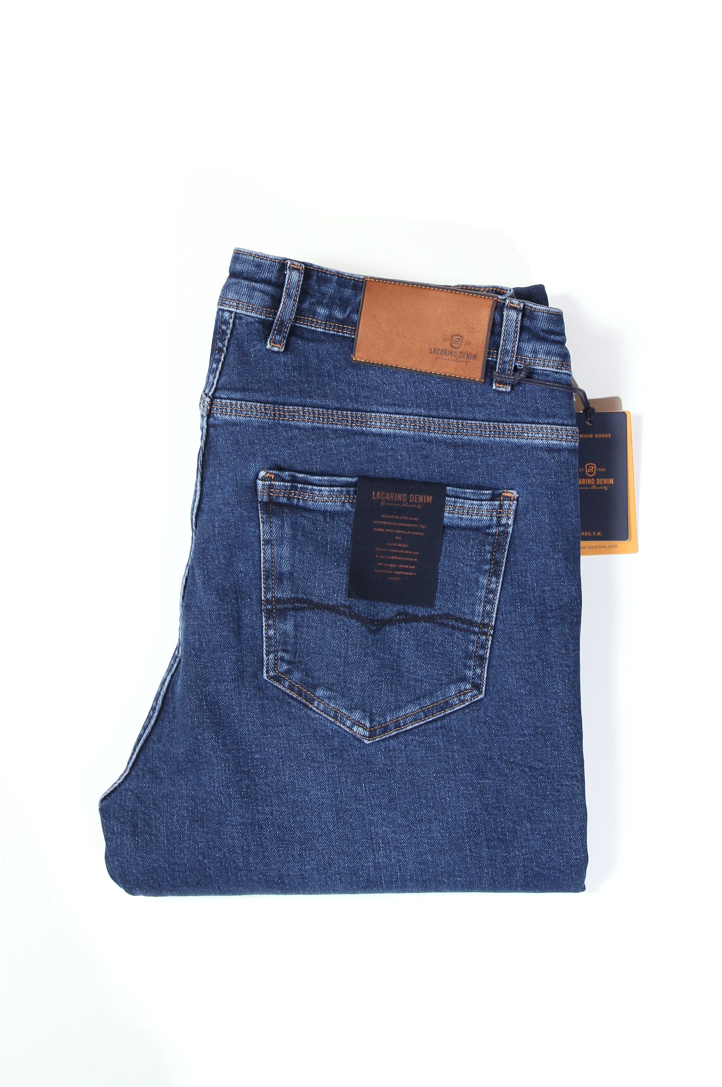 LACARINOErkek Battal Kesim Boru Paça Ocean Blue Jean Pantolon 