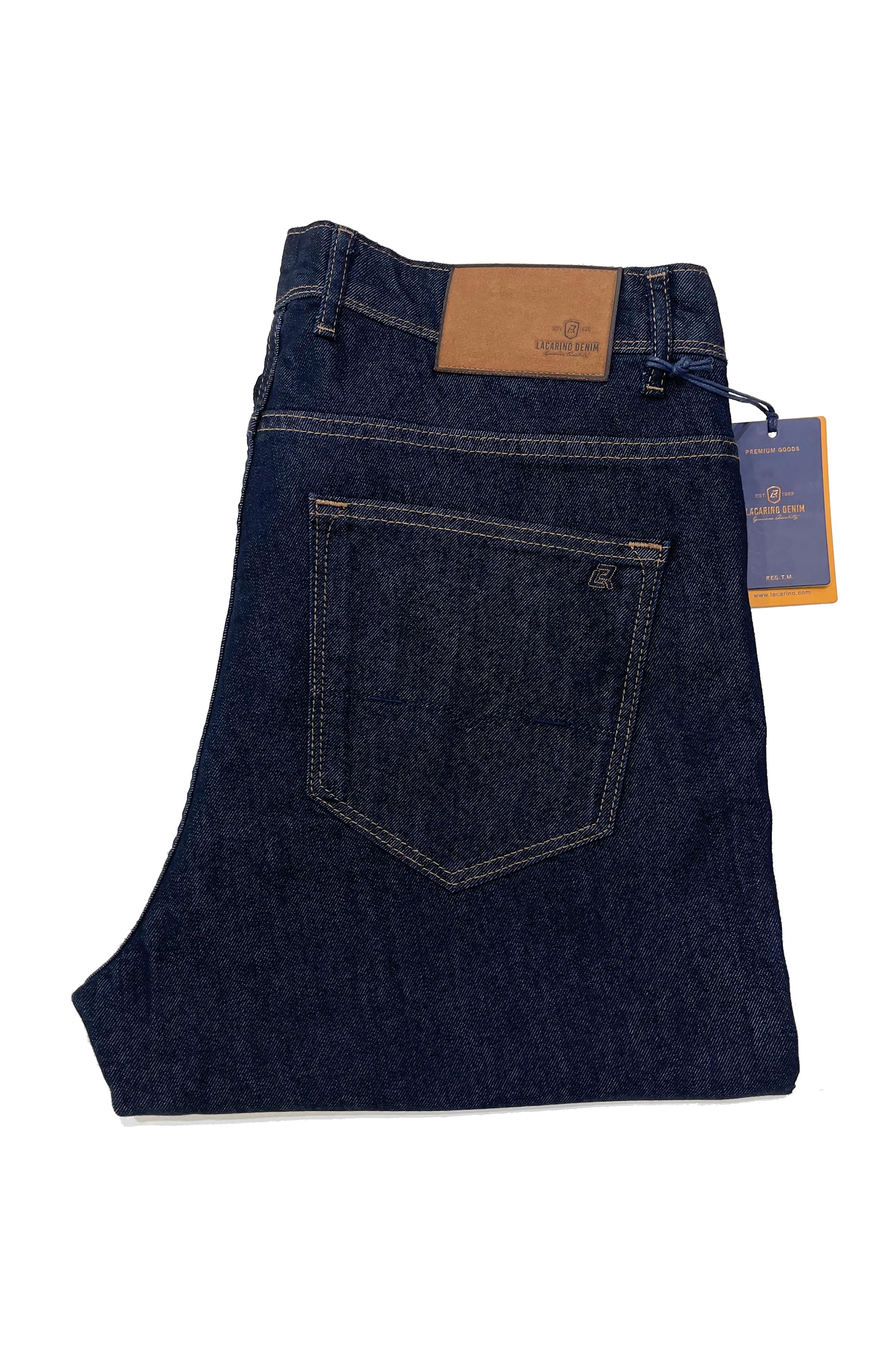 LACARINOYüksek Bel Battal Kesim Yarım Boru Paça Navy Blue Jean Pantolon