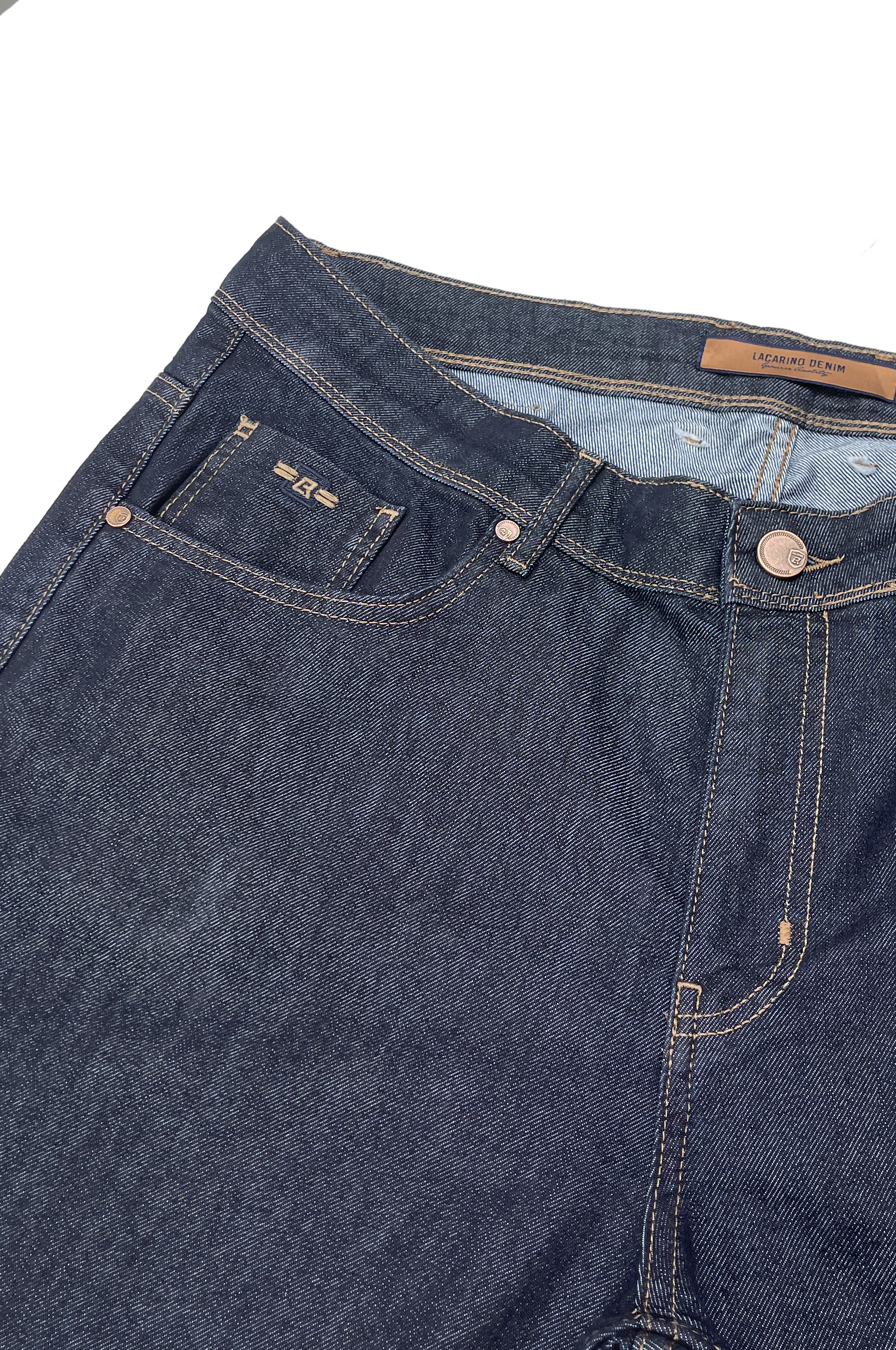 LACARINOYüksek Bel Battal Kesim Yarım Boru Paça Navy Blue Jean Pantolon