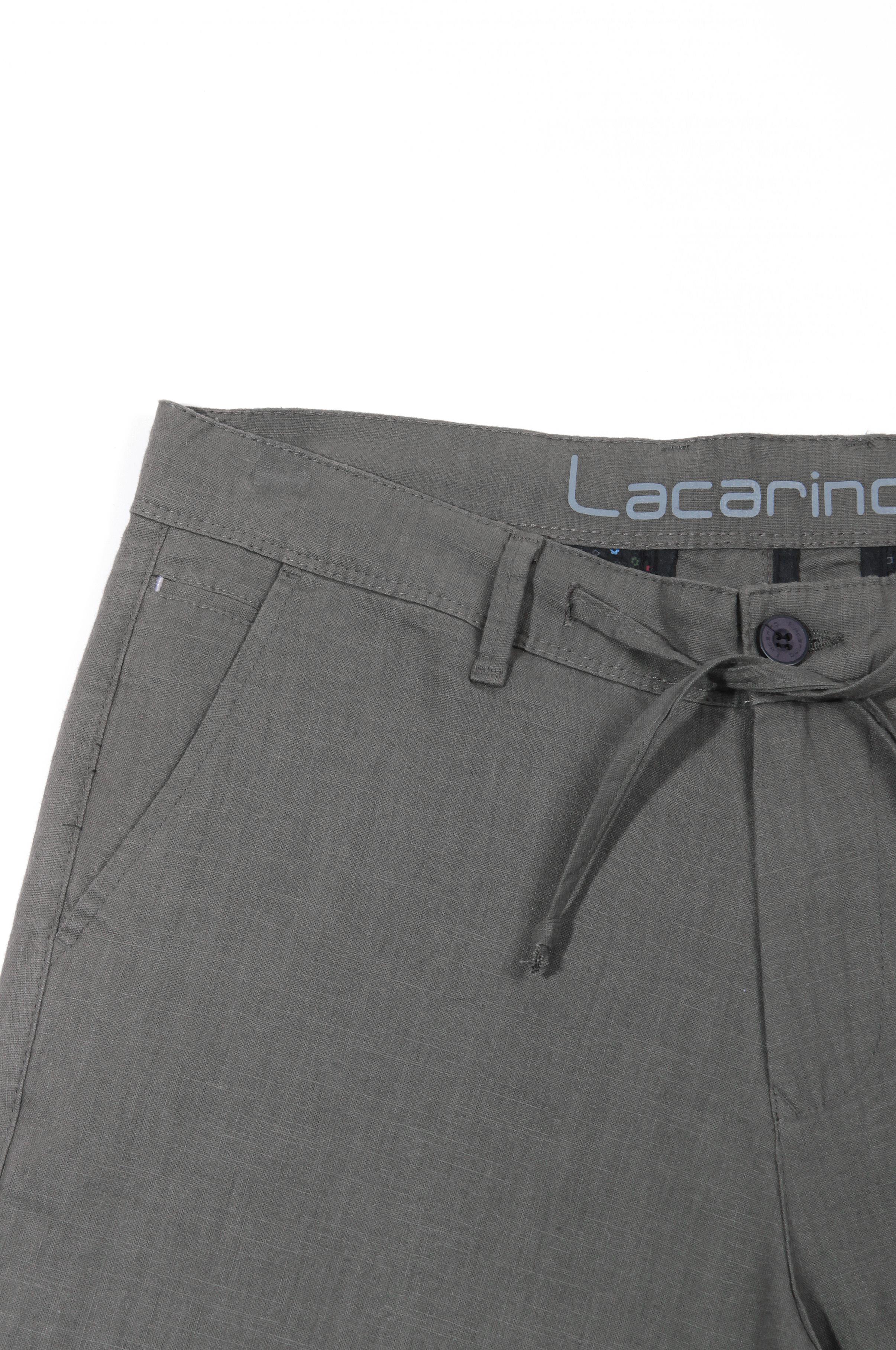LACARINOİp Detaylı Arka Cep Düğmeli Haki Erkek Keten Capri