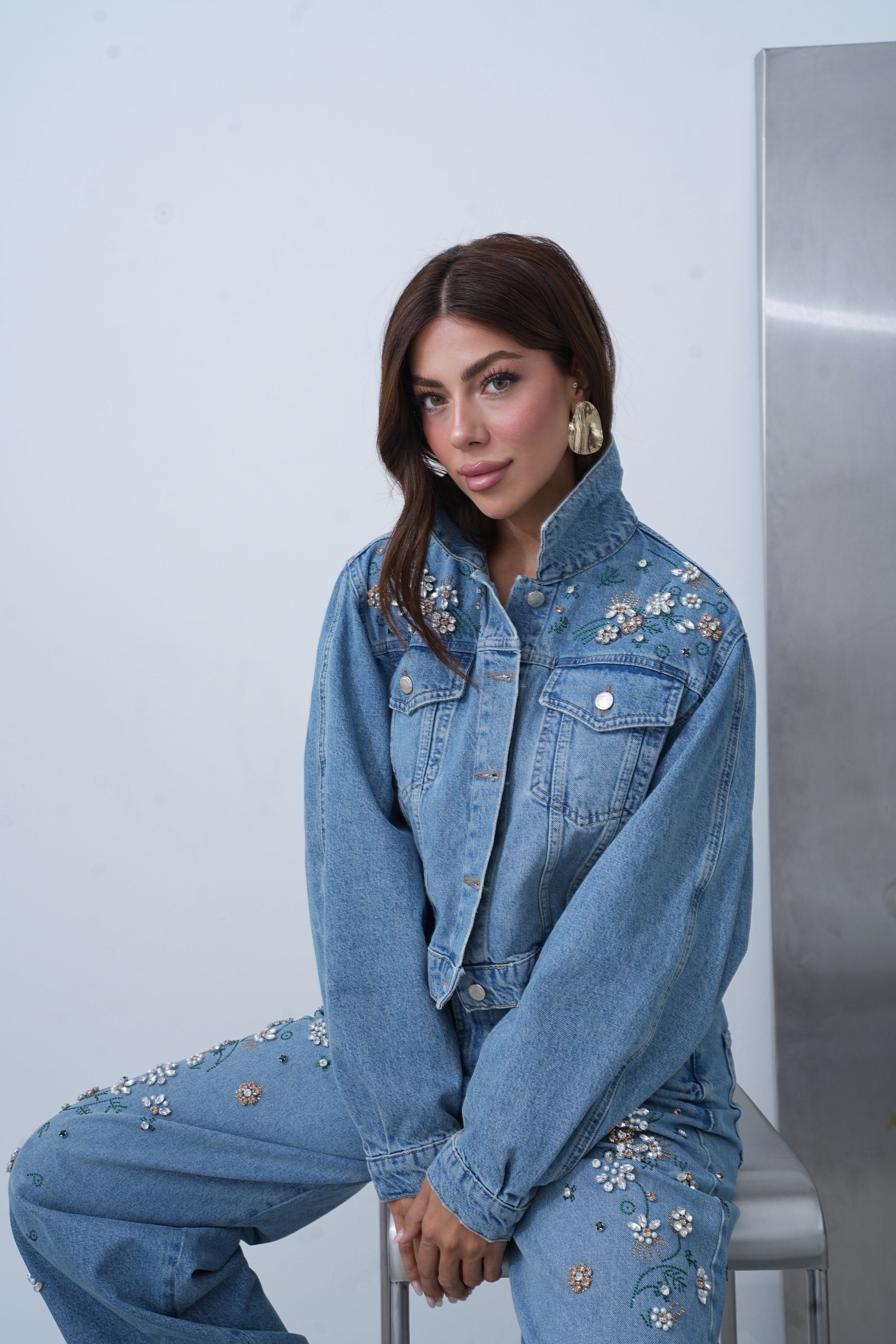 LACARINOTaş Çakım Detaylı Bej Tint Jean Ceket