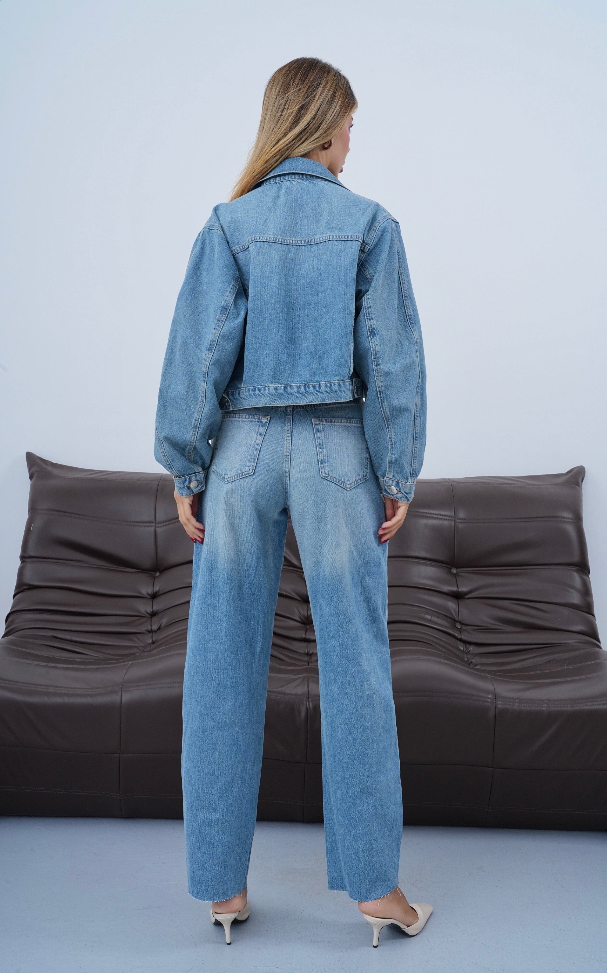 LACARINONakış İşleme Detaylı Bej Tint Jean Ceket