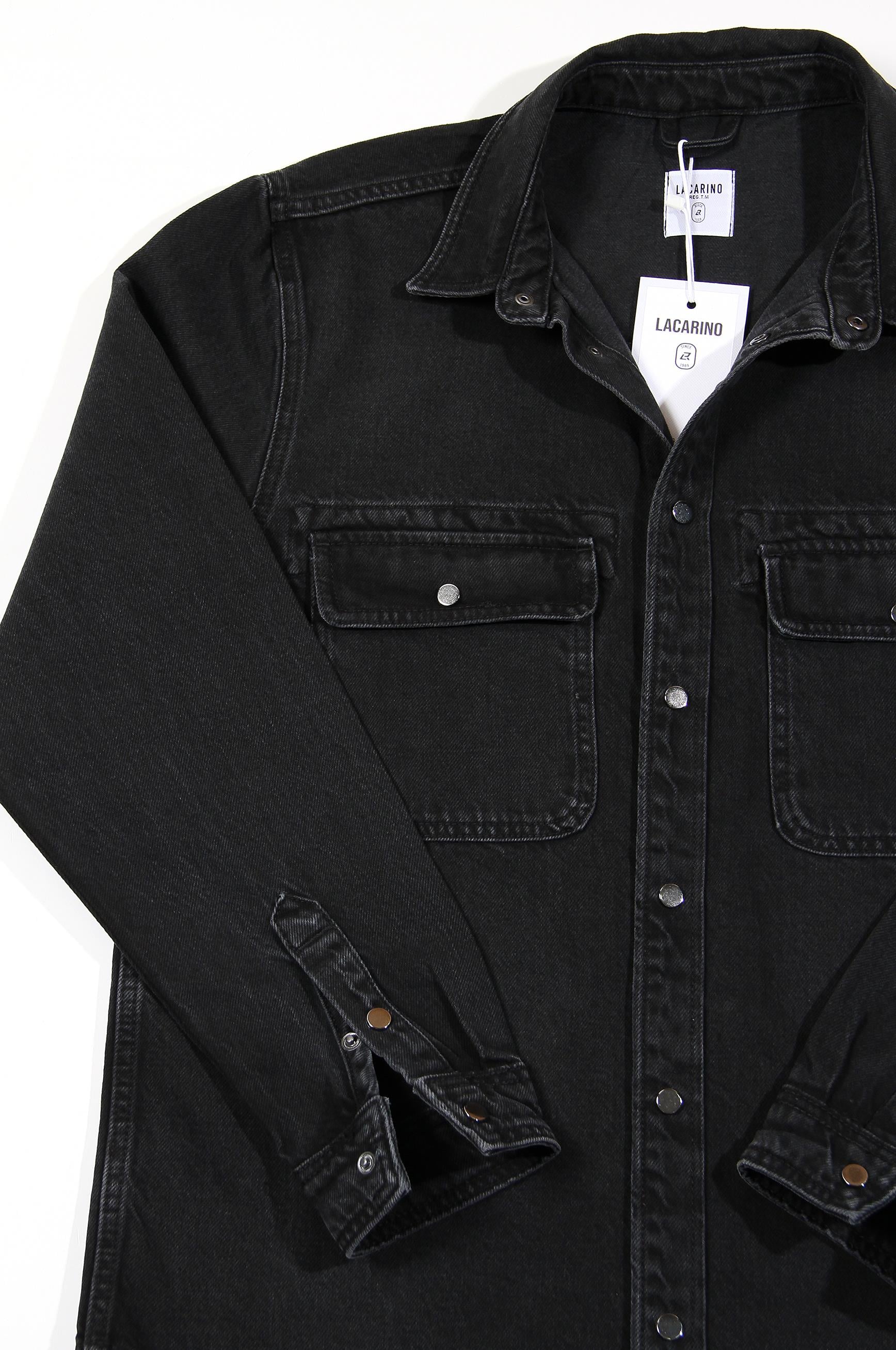 LACARINOKapaklı Cep Detaylı Black Denim Gömlek 