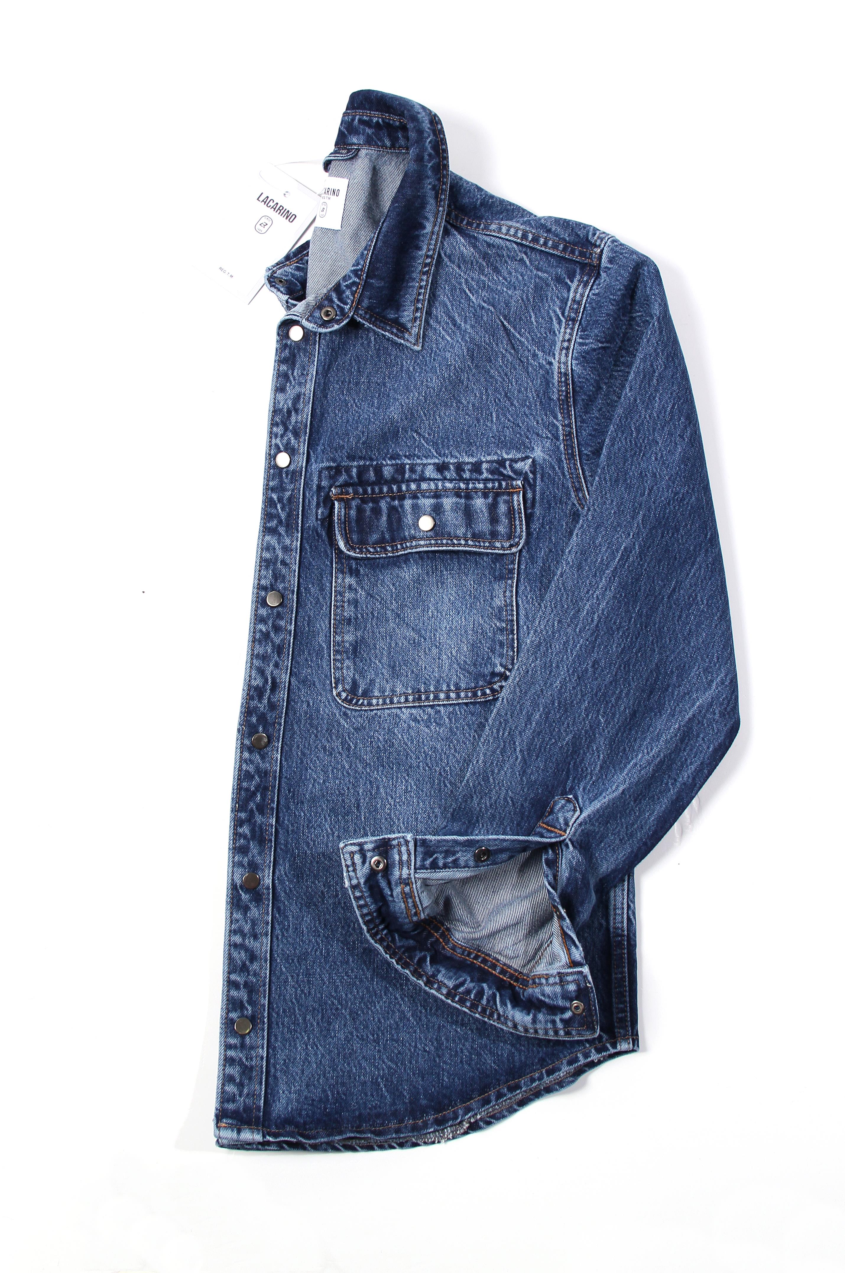 LACARINOCep Detaylı Dark Blue Denim Gömlek