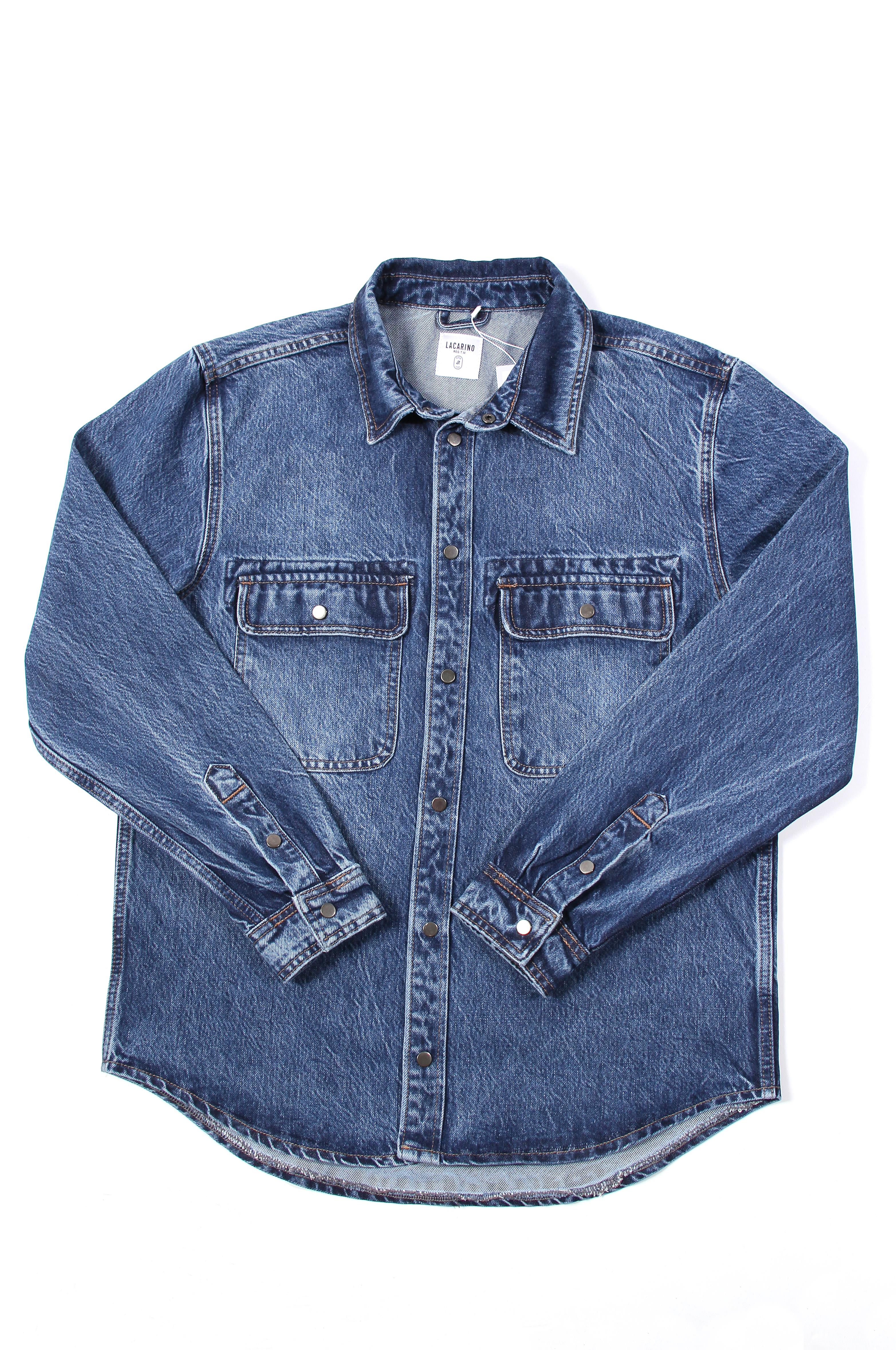 LACARINOCep Detaylı Dark Blue Denim Gömlek