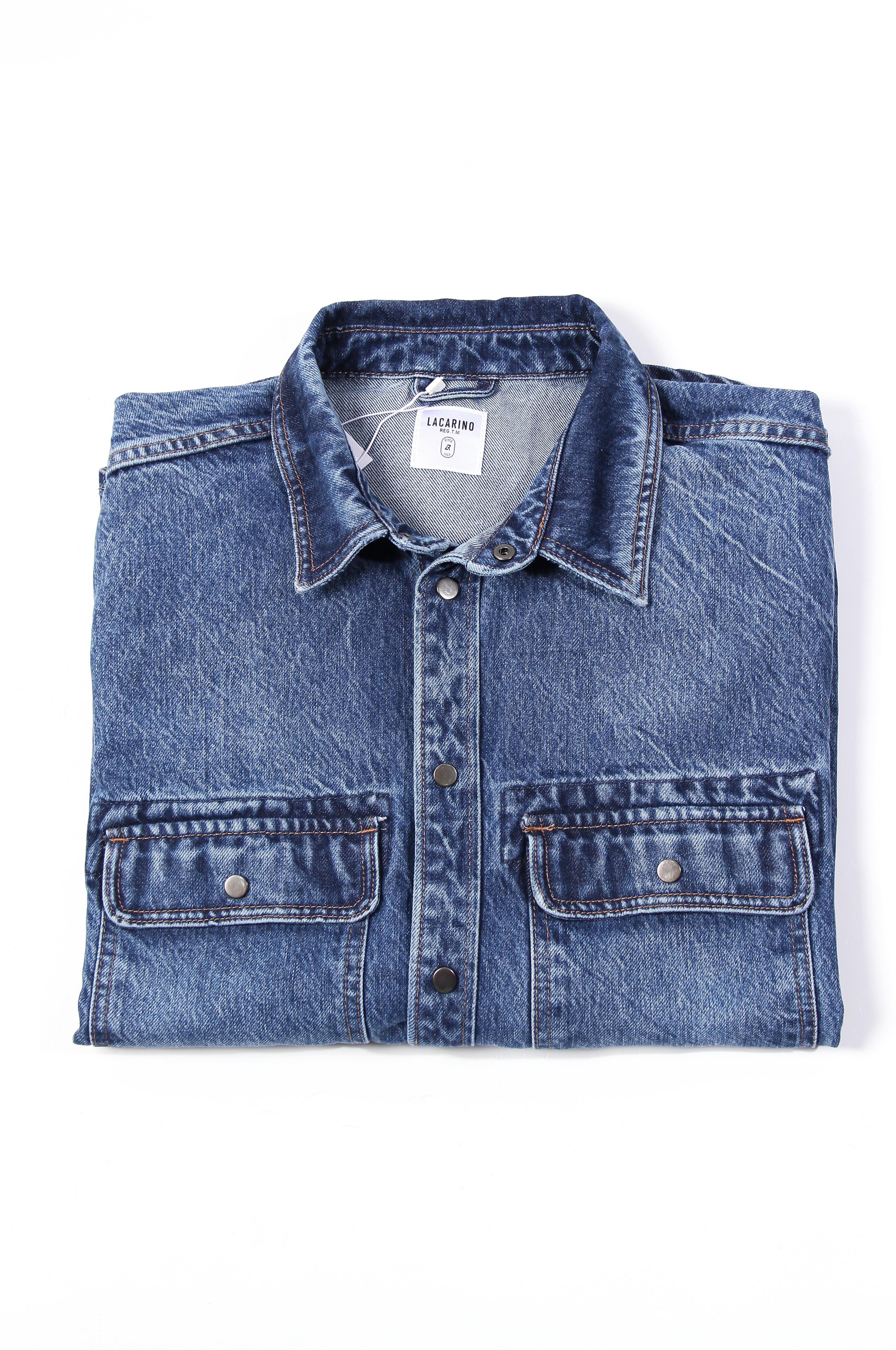 LACARINOCep Detaylı Dark Blue Denim Gömlek