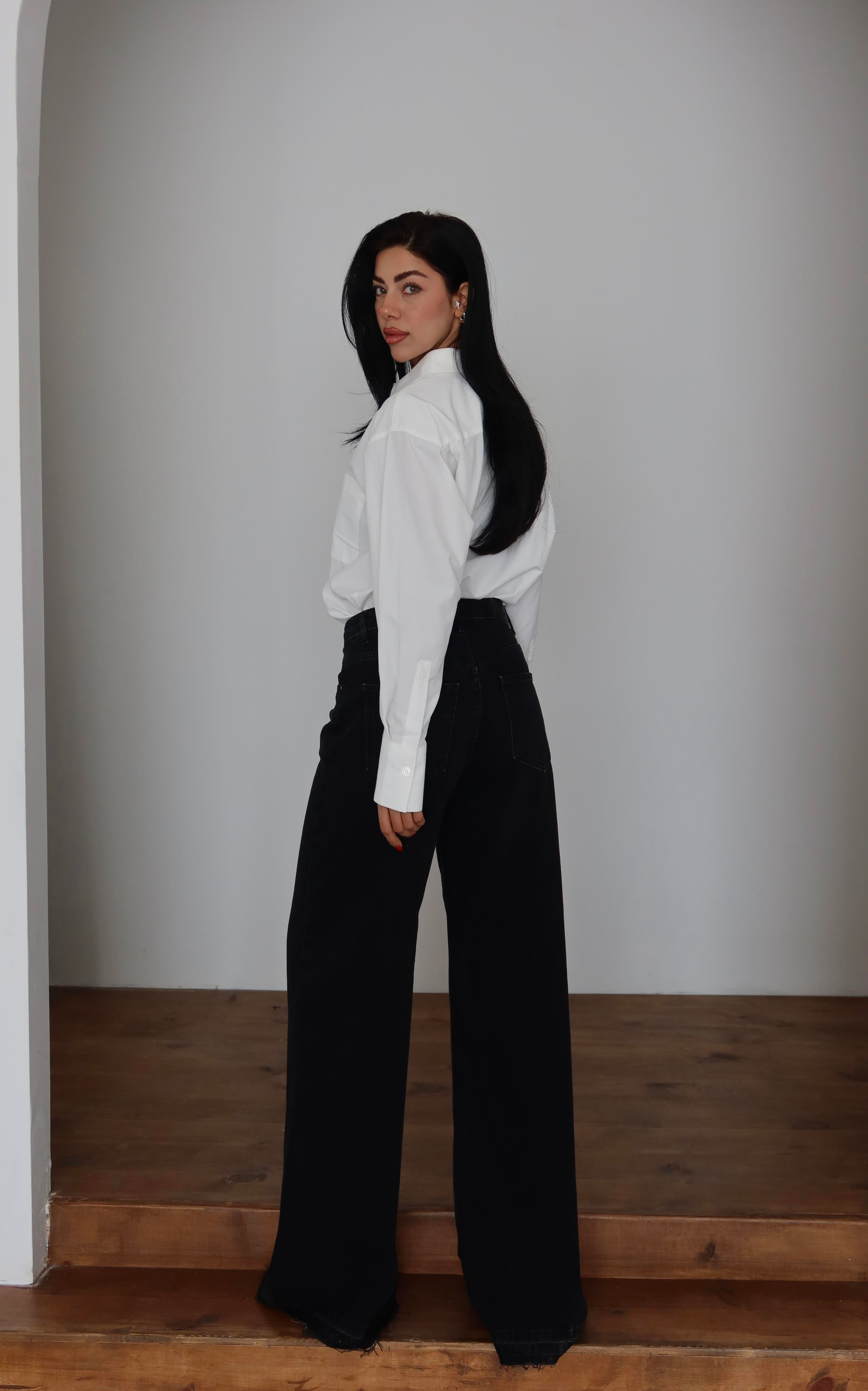 LACARINOYüksek Bel Extra Bol Paça Black Black Jean Panolon