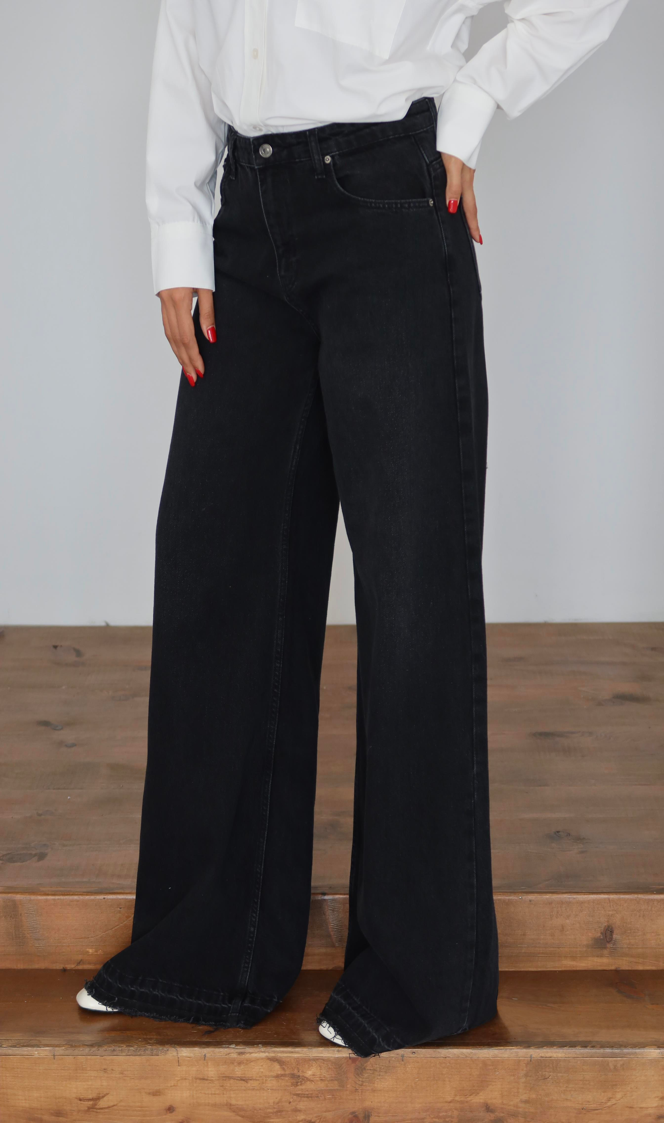LACARINOYüksek Bel Extra Bol Paça Black Black Jean Panolon