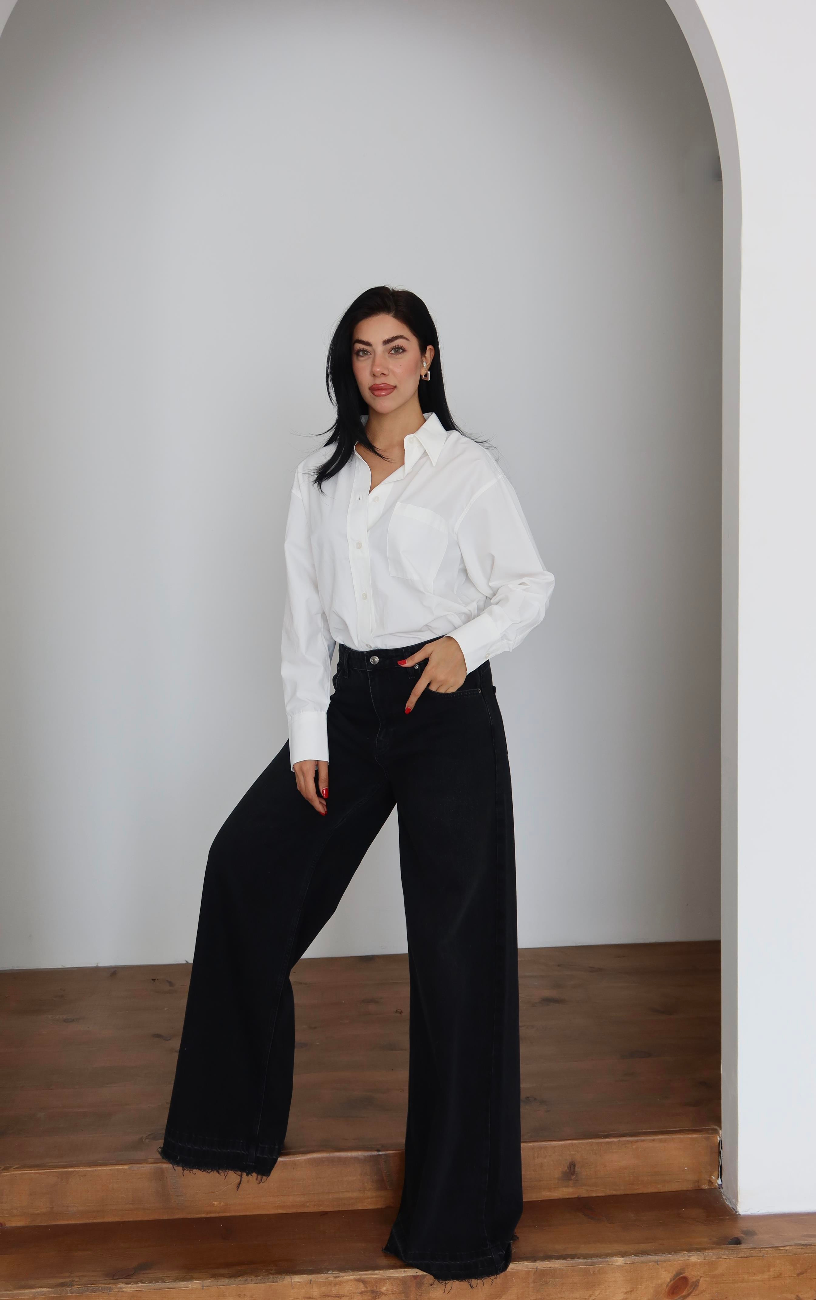 LACARINOYüksek Bel Extra Bol Paça Black Black Jean Panolon