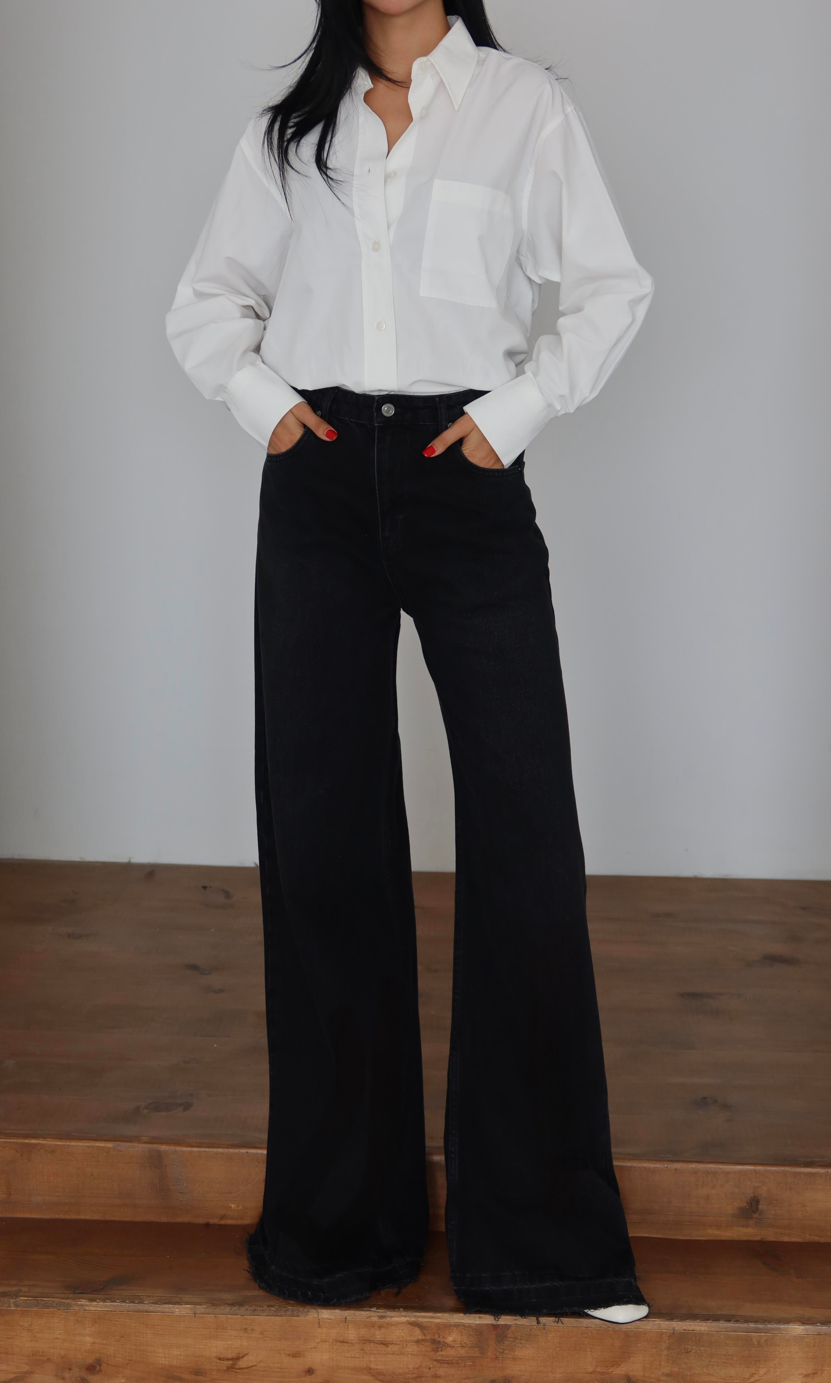 LACARINOYüksek Bel Extra Bol Paça Black Black Jean Panolon