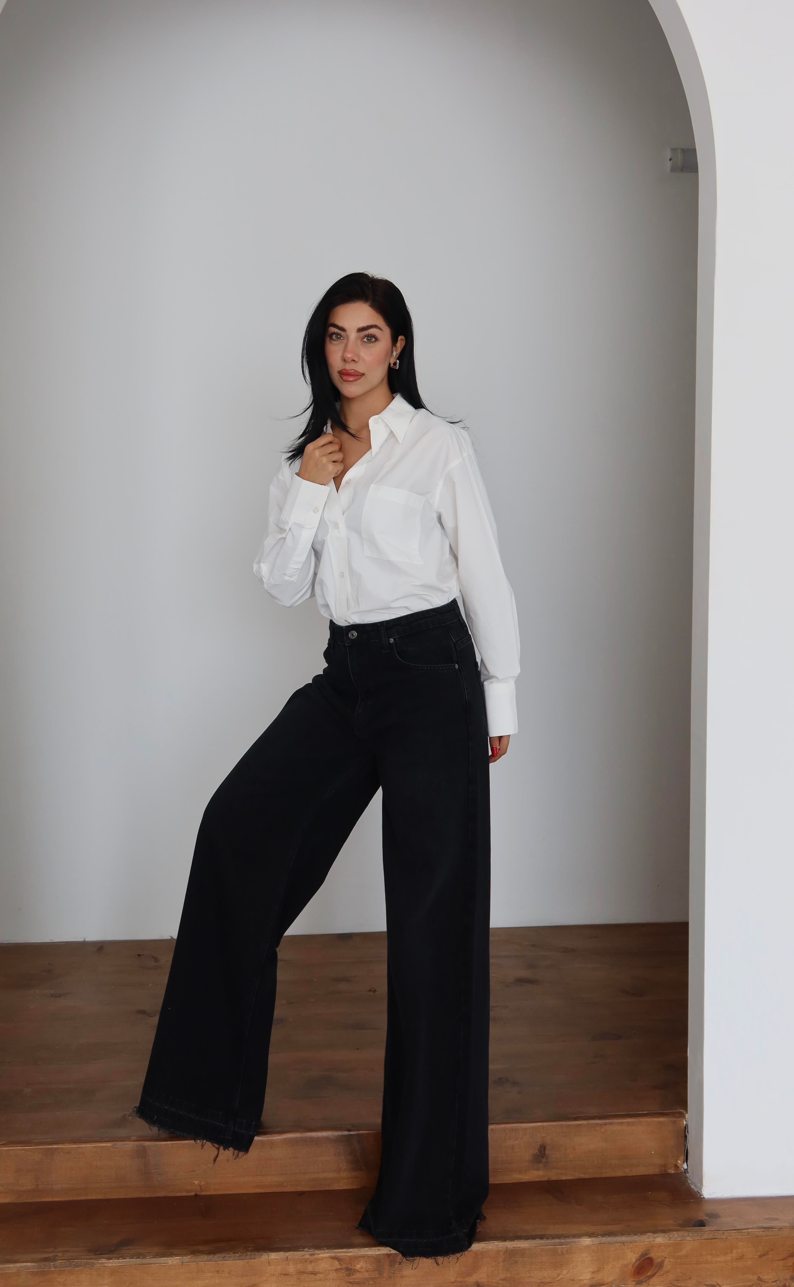 LACARINOYüksek Bel Extra Bol Paça Black Black Jean Panolon