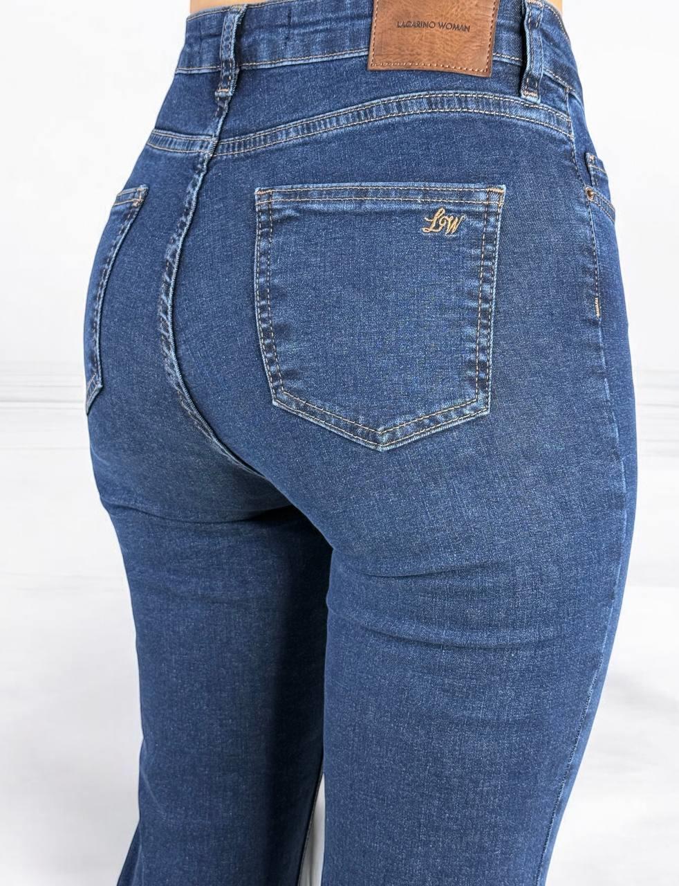 LACARINOYüksek Bel İspanyol Paça Dark Blue Kadın Jean Pantolon
