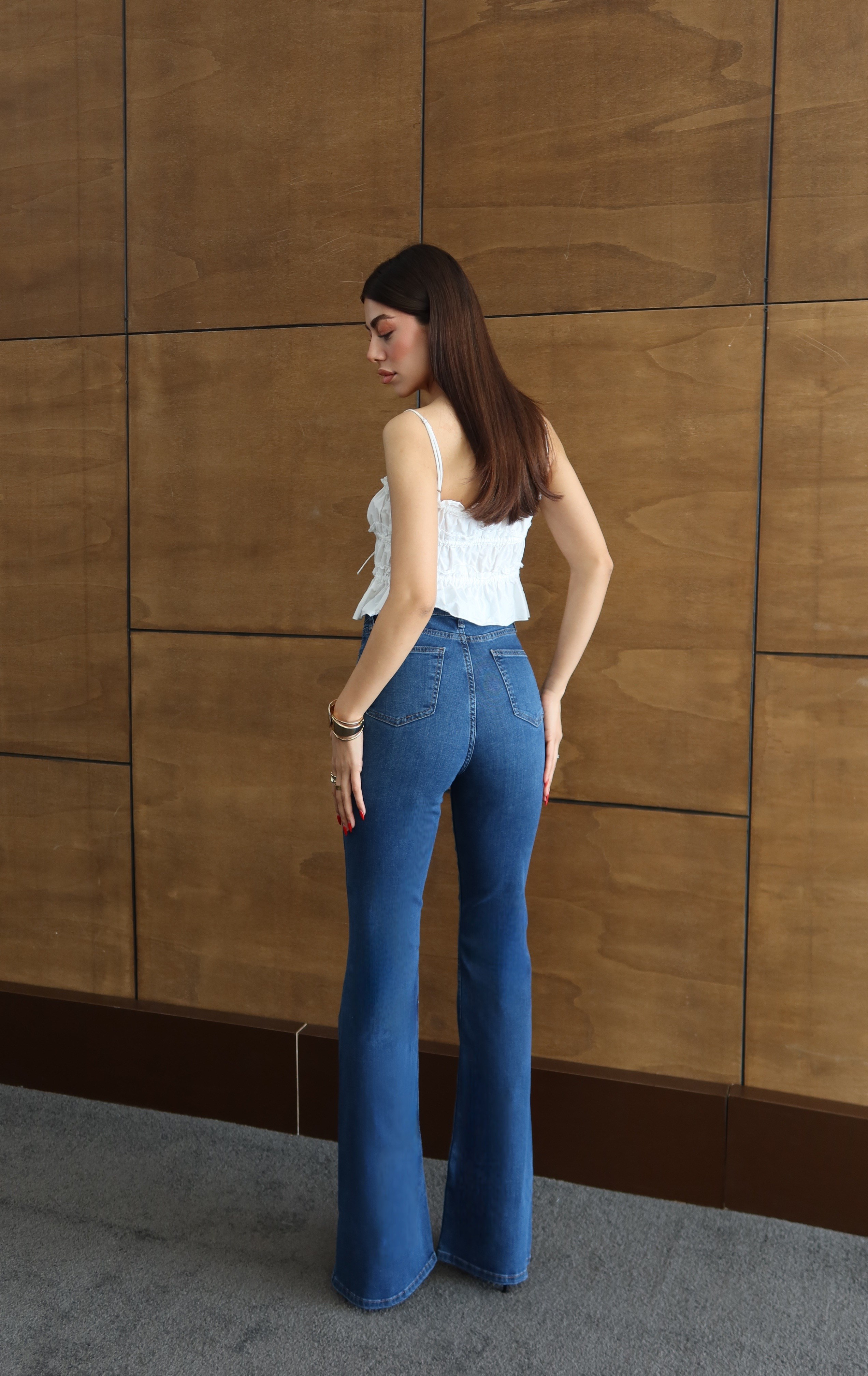 LACARINOYüksek Bel Yarım İspanyol Paça Blue Jean Pantolon