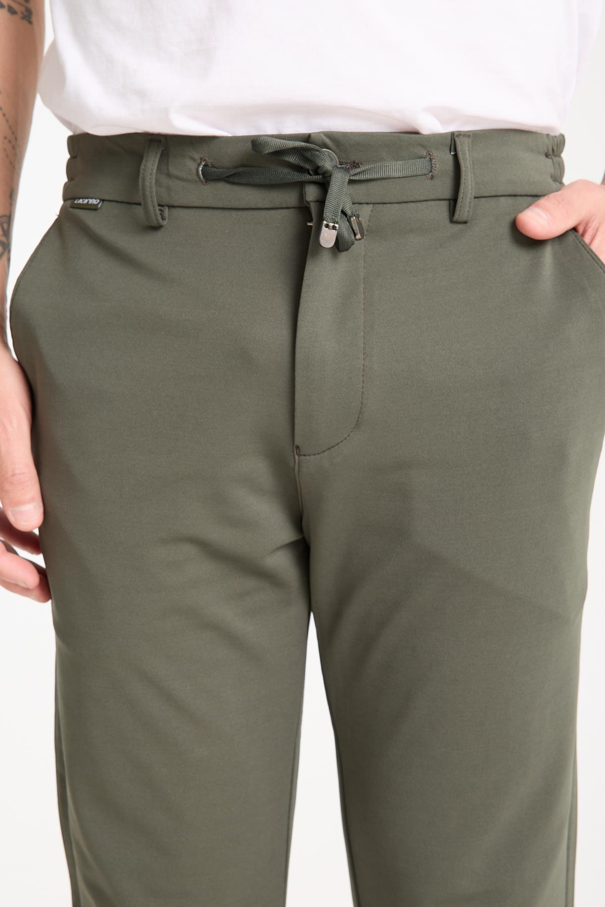 LACARINOErkek Yüksek Bel Dar Kesim Haki Jogger Pantolon