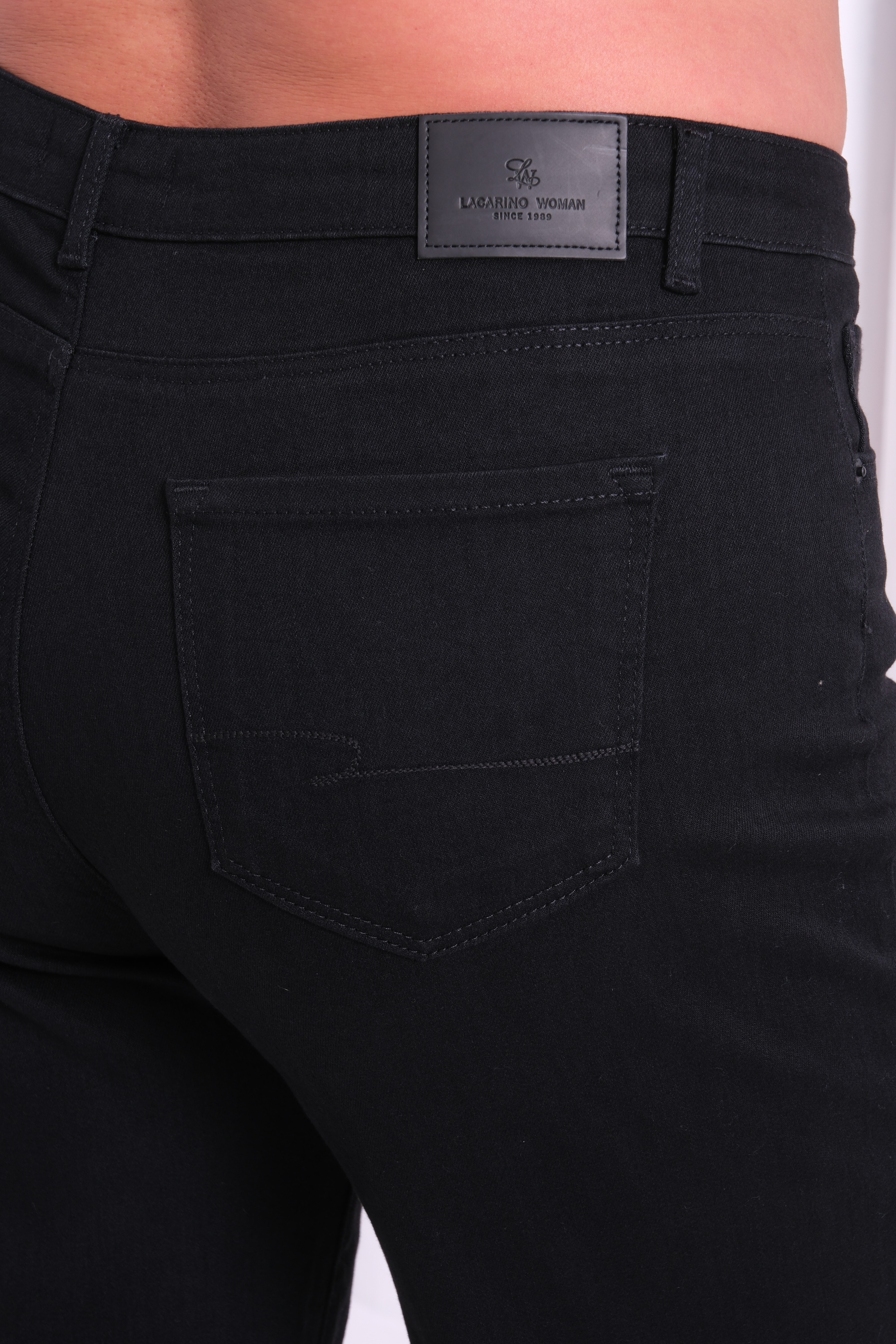 LACARINOYüksek Bel Battal Kesim Boru Paça Black Jean Pantolon