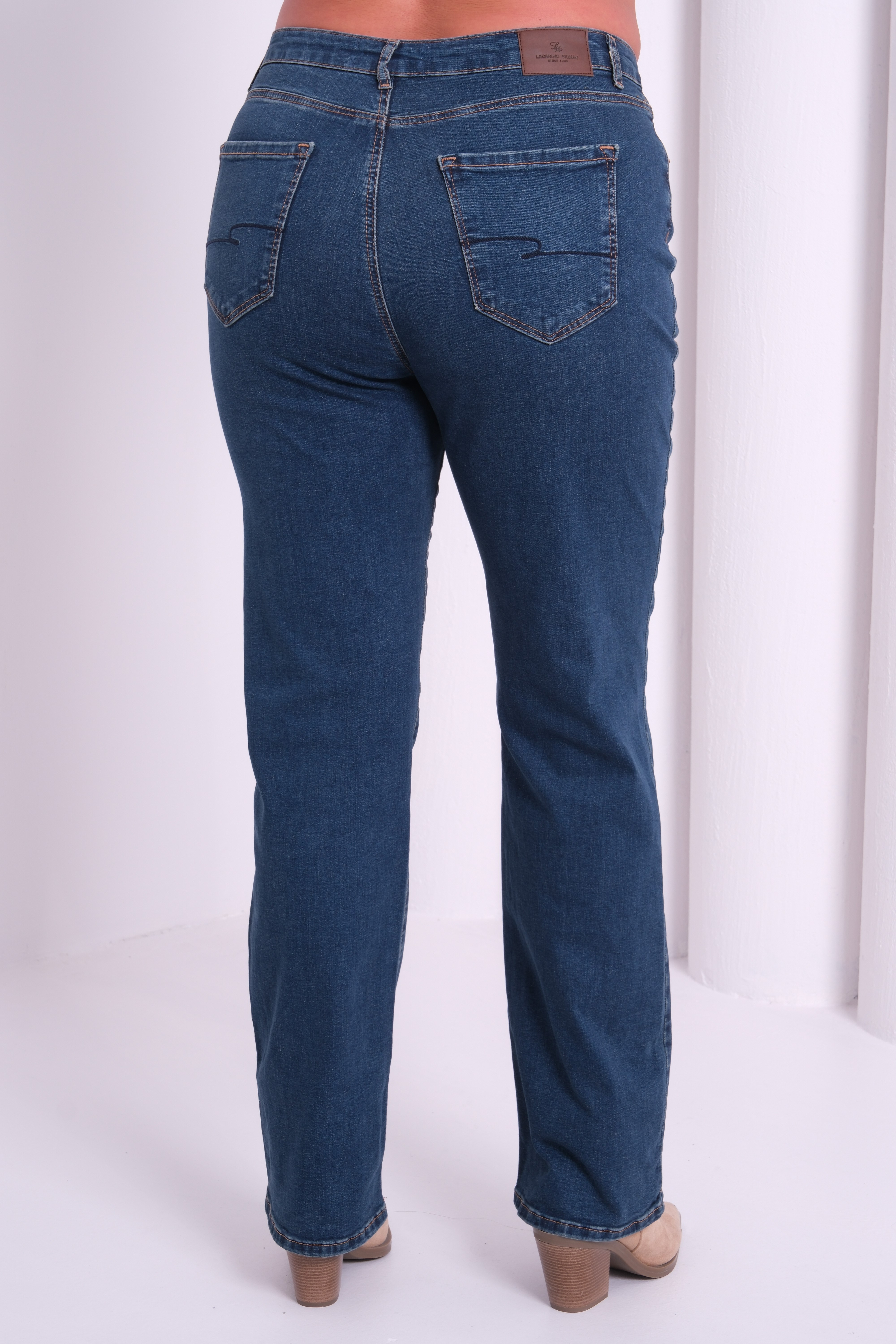 LACARINOYüksek Bel Battal Kesim Boru Paça Dark Blue Tint Jean Pantolon