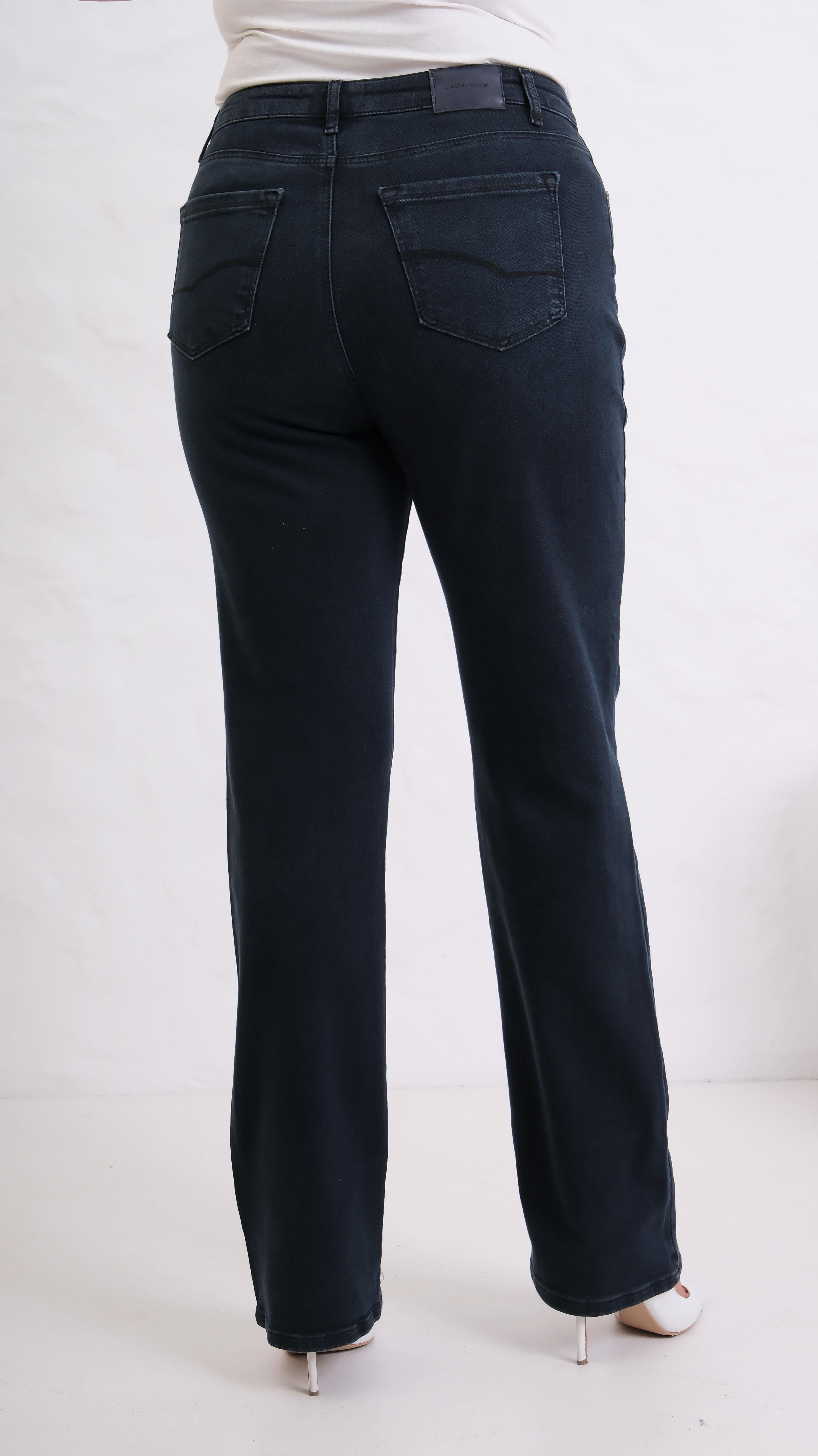 LACARINOYüksek Bel Boru Paça Battal Kesim Blue Black Jean Pantolon