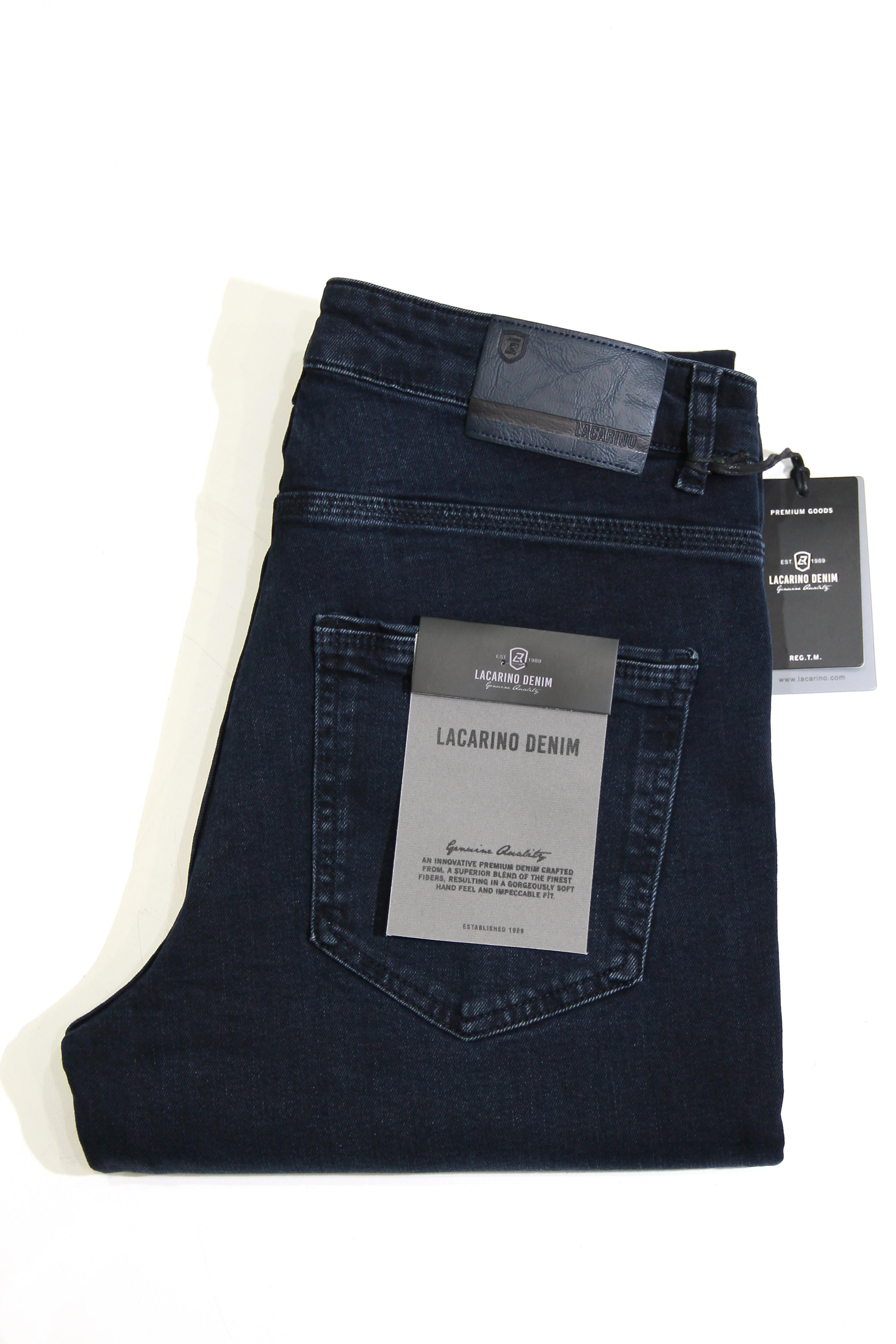 LACARINOErkek Yüksek Bel Dar Parça Blue Black Jean Pantolon